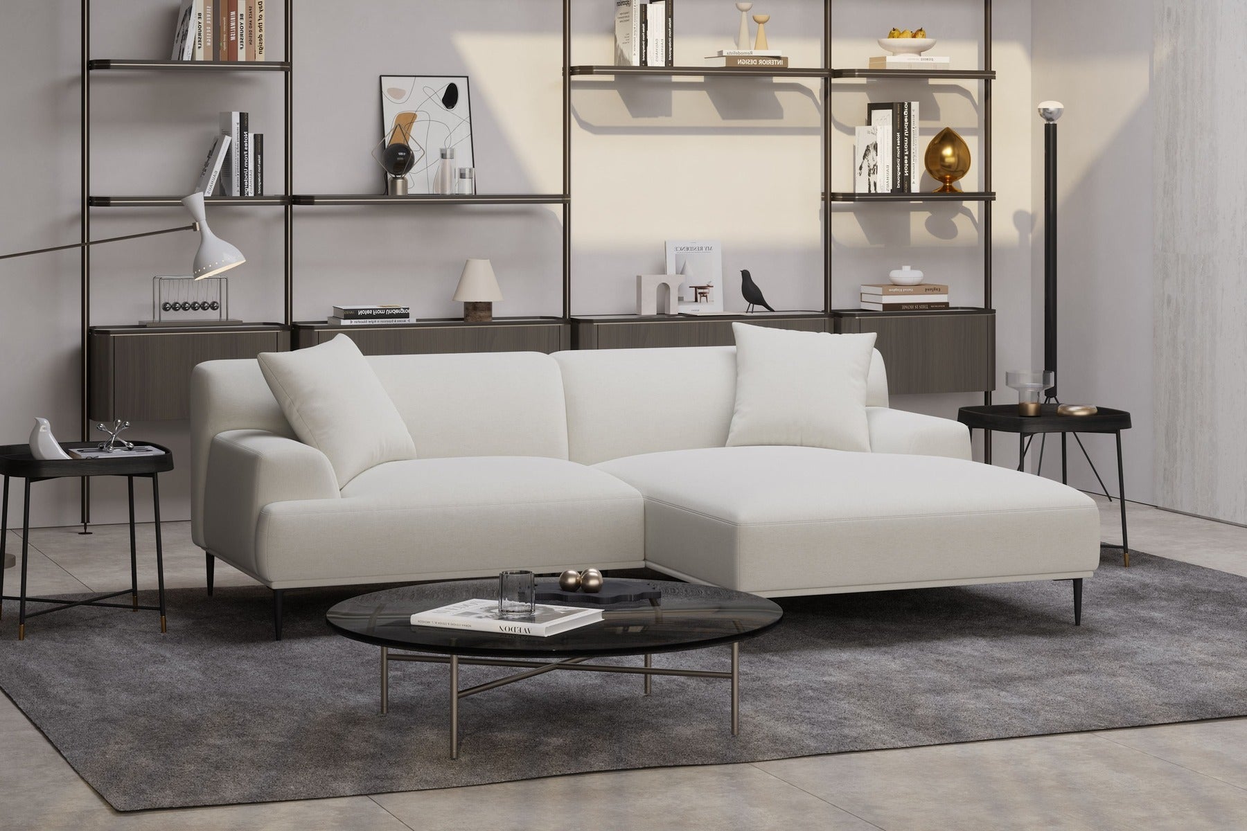 Rodin Fabric Sectional Sofa in a small apartment living room