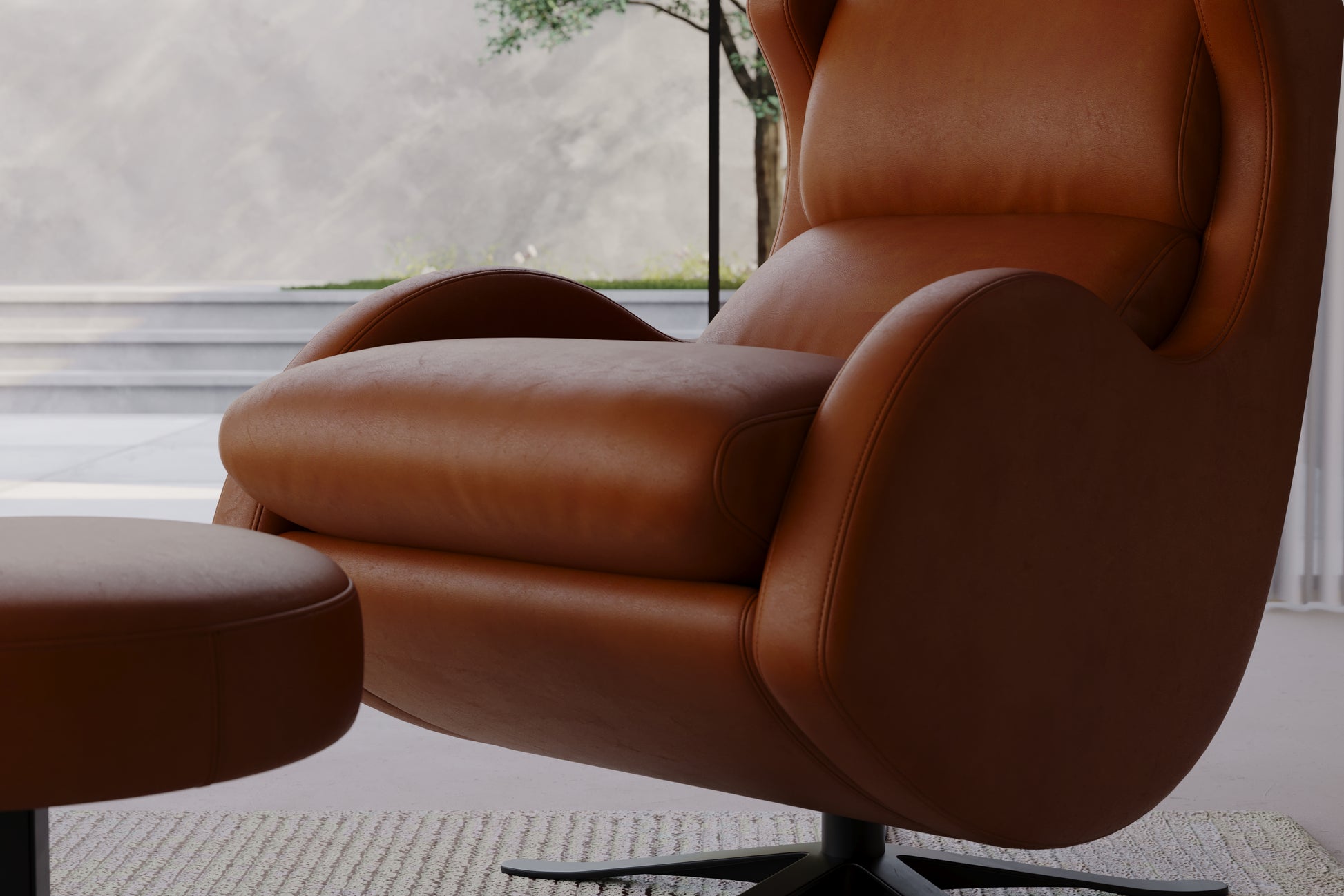 Emmett Nordic Hygge™ Leather Accent Chair & Ottoman