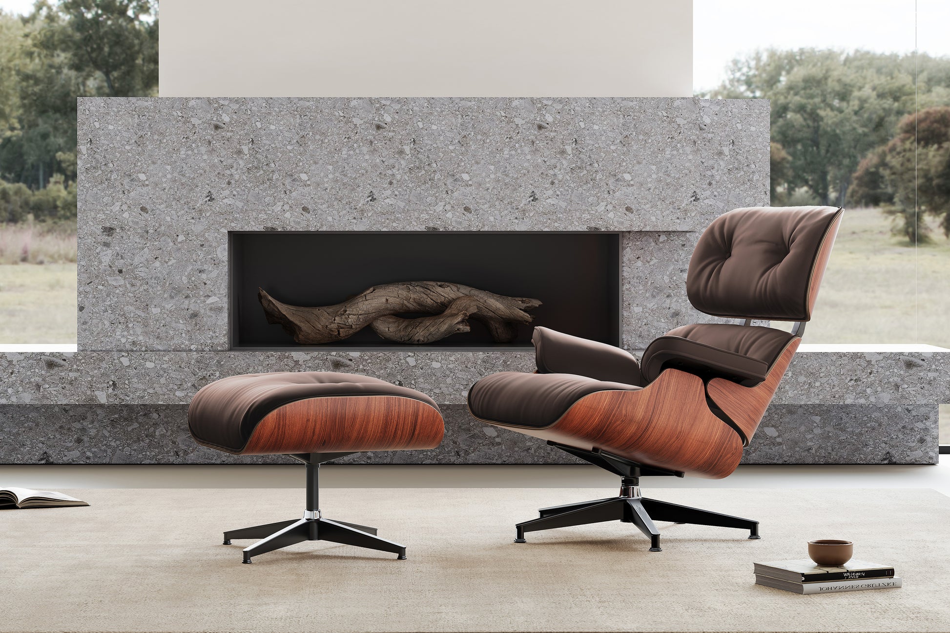 Aria Leather Lounge Chair & Ottoman