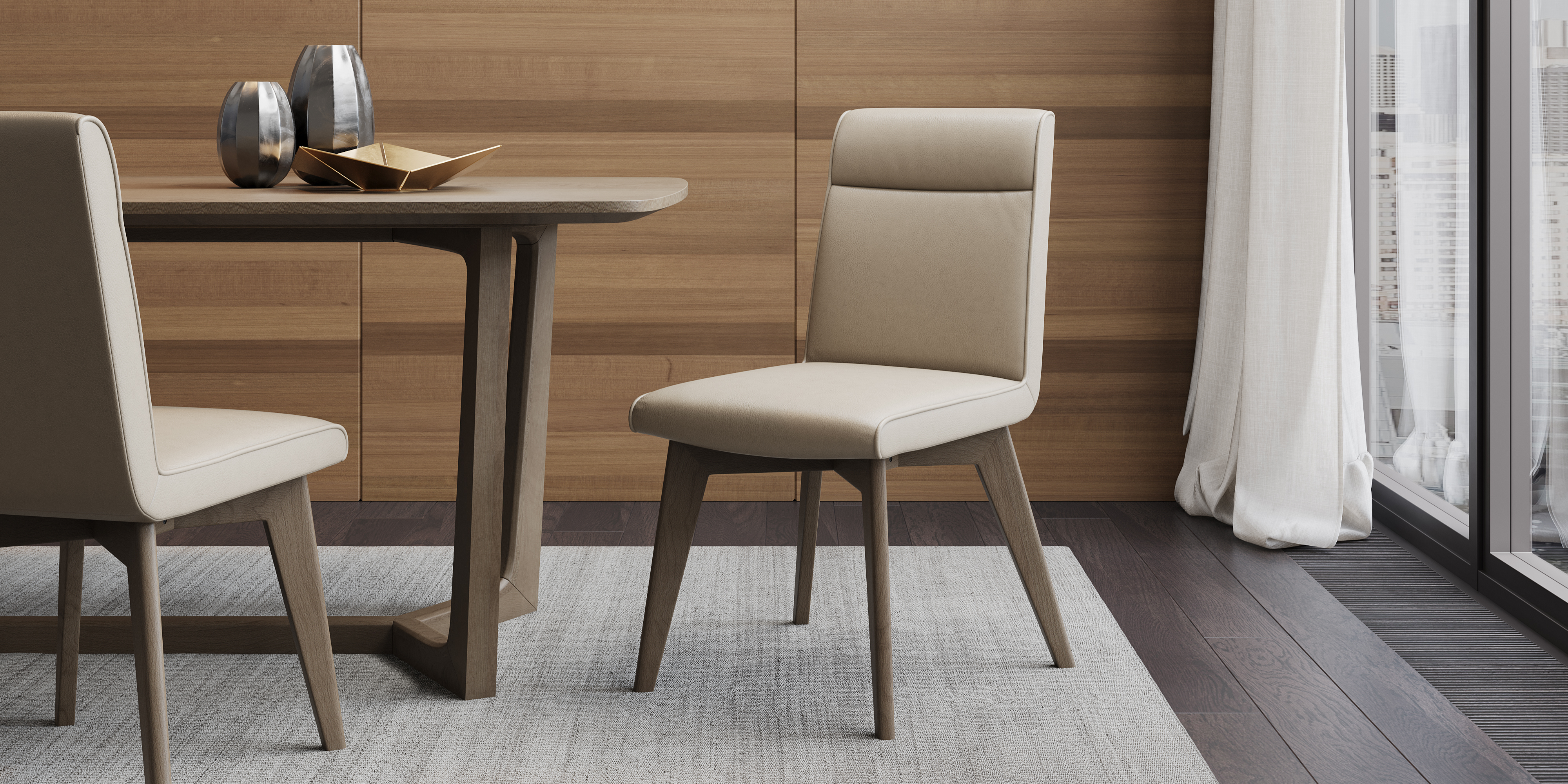 Badeaux Leather Dining Chair, Set of 2