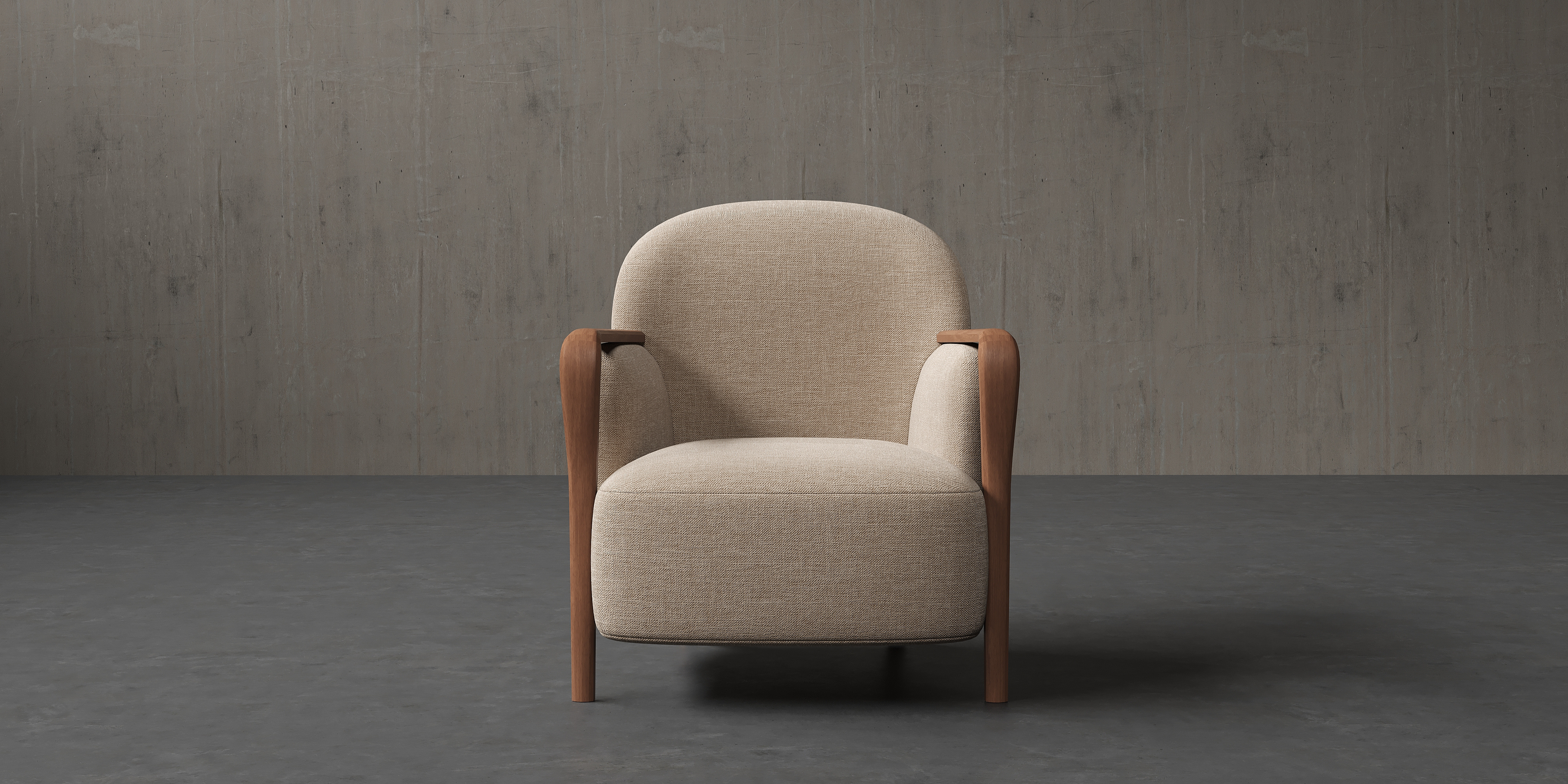 Amara Solid Walnut Wood Performance Fabric Accent Chair with ComfortSoft™ Technology