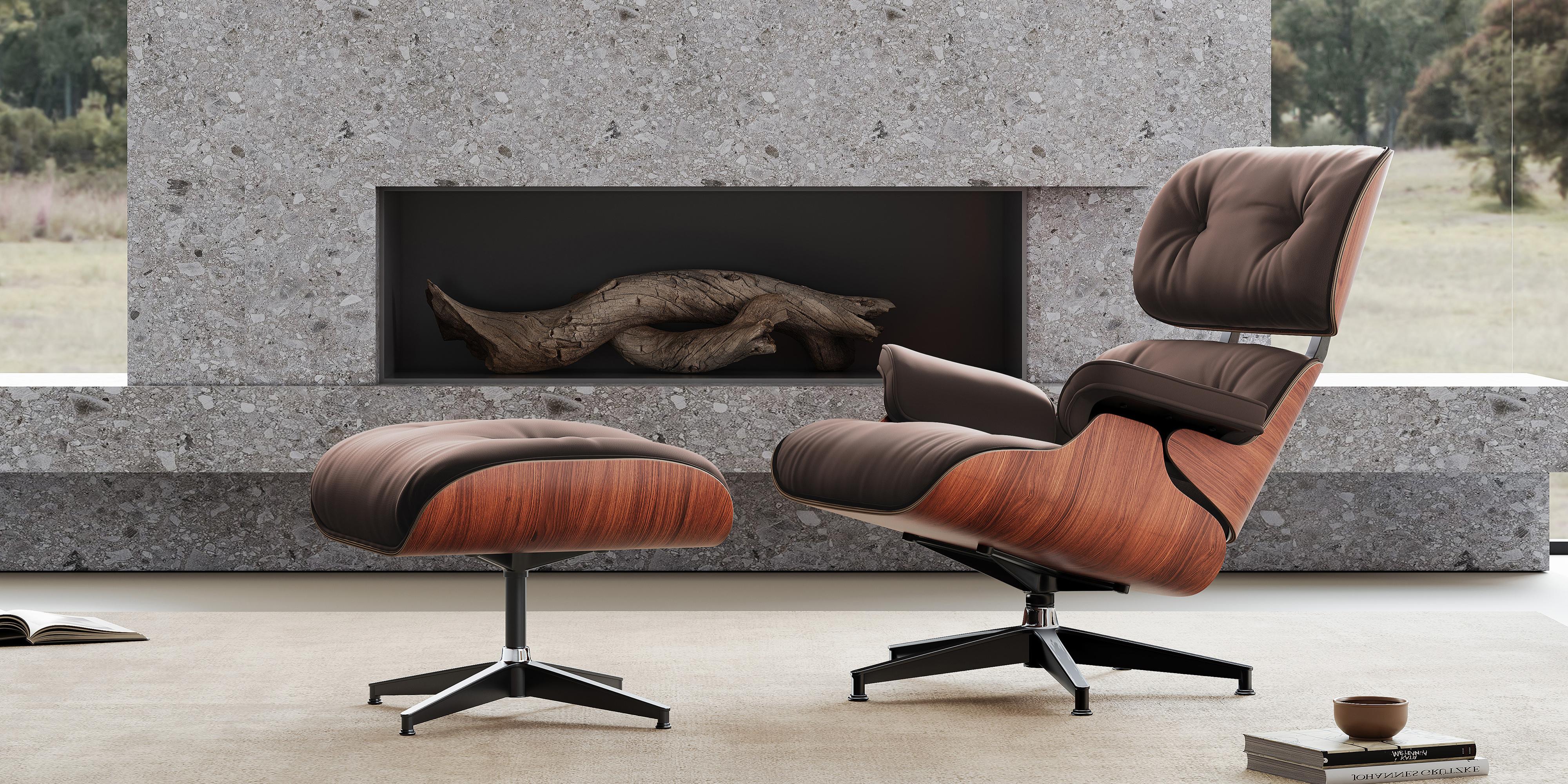 Aria Leather Lounge Chair & Ottoman