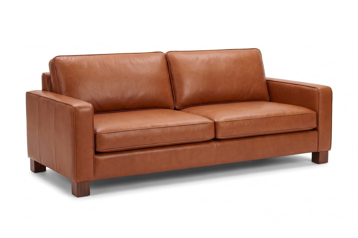 Chamonix Cognac Leather Sleeper Sofa on white