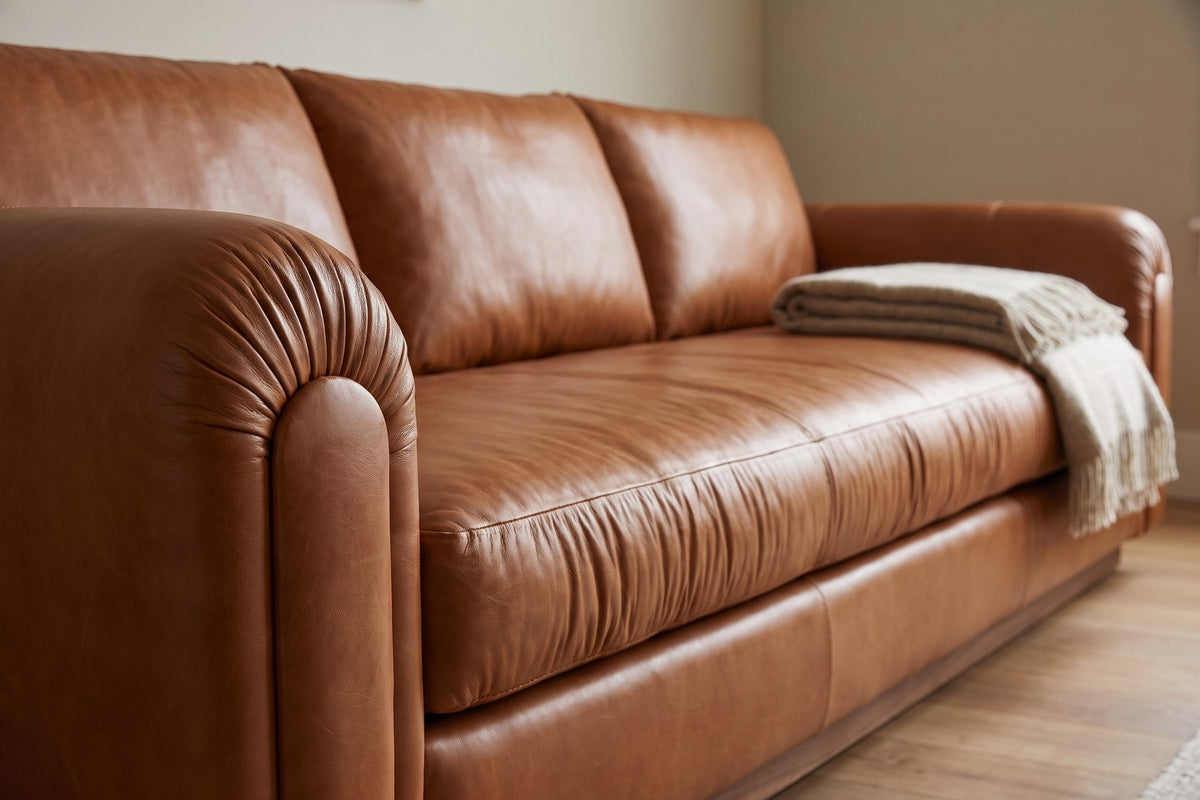 Collioure Cognac Leather Low Sofa detail