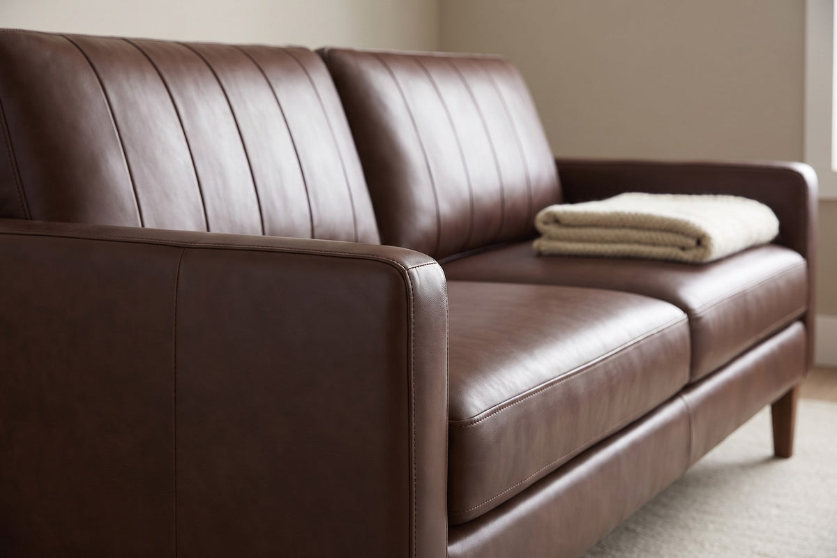 Colmar 86" Chocolate Leather Sofa detail