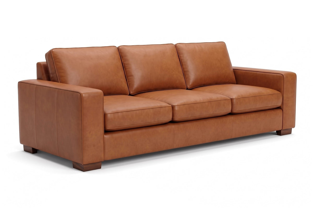 Deauville Cognac Leather Sofa on white
