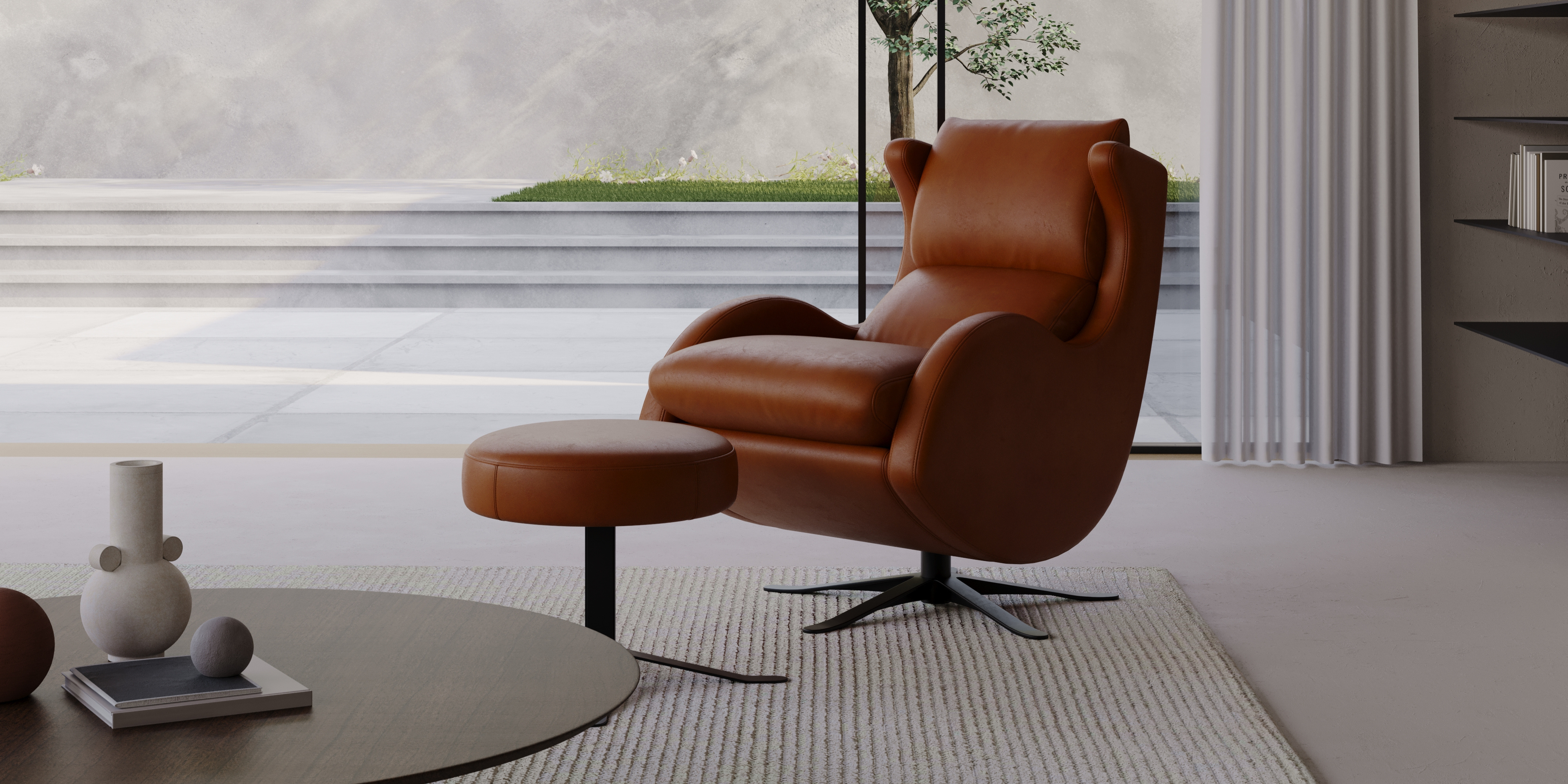 Emmett Nordic Hygge™ Leather Accent Chair & Ottoman