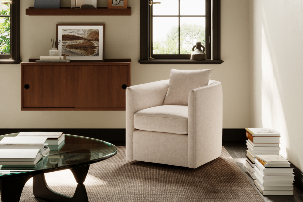 Accola Fabric Swivel Chair Beige 01