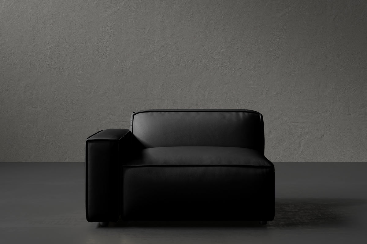 Allodi Full-aniline Leather Left Arm Sofa Module with Feather-Filled