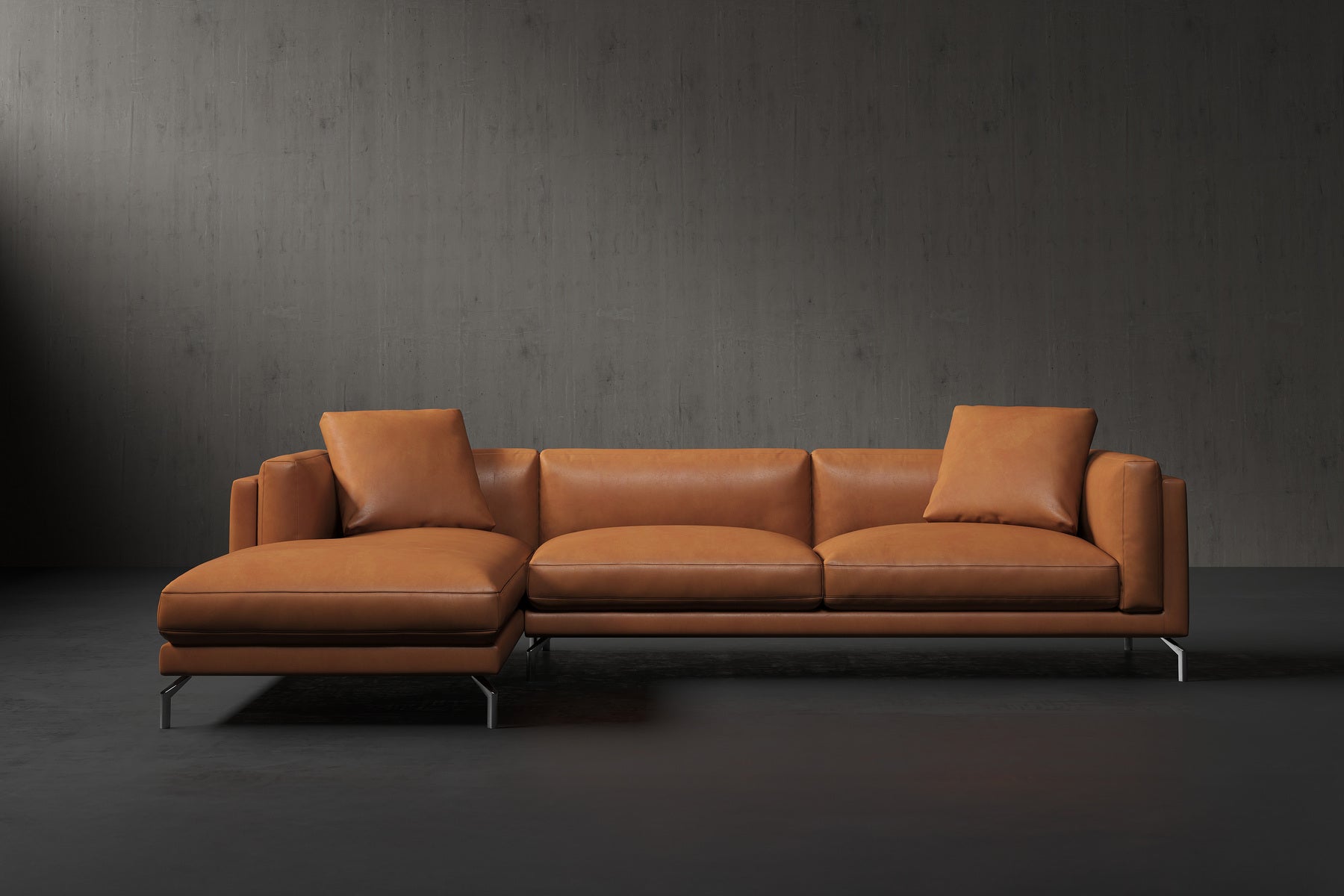 top gear sofa Siegfrid Top Grain Full Leather Sectional 3 Seater Sofa with Left Chaise
