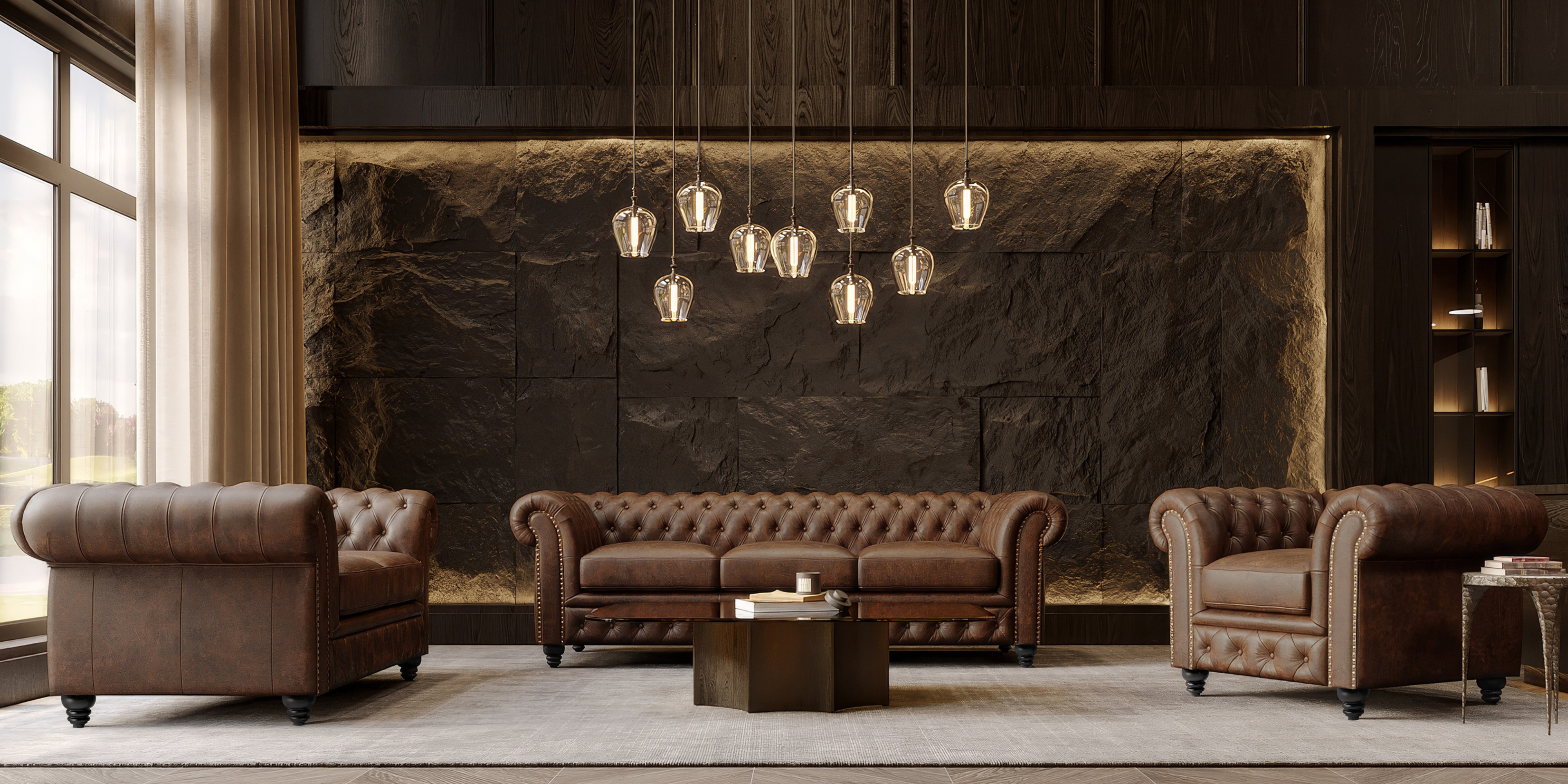 Figaro Chesterfield Leather Accent Chair