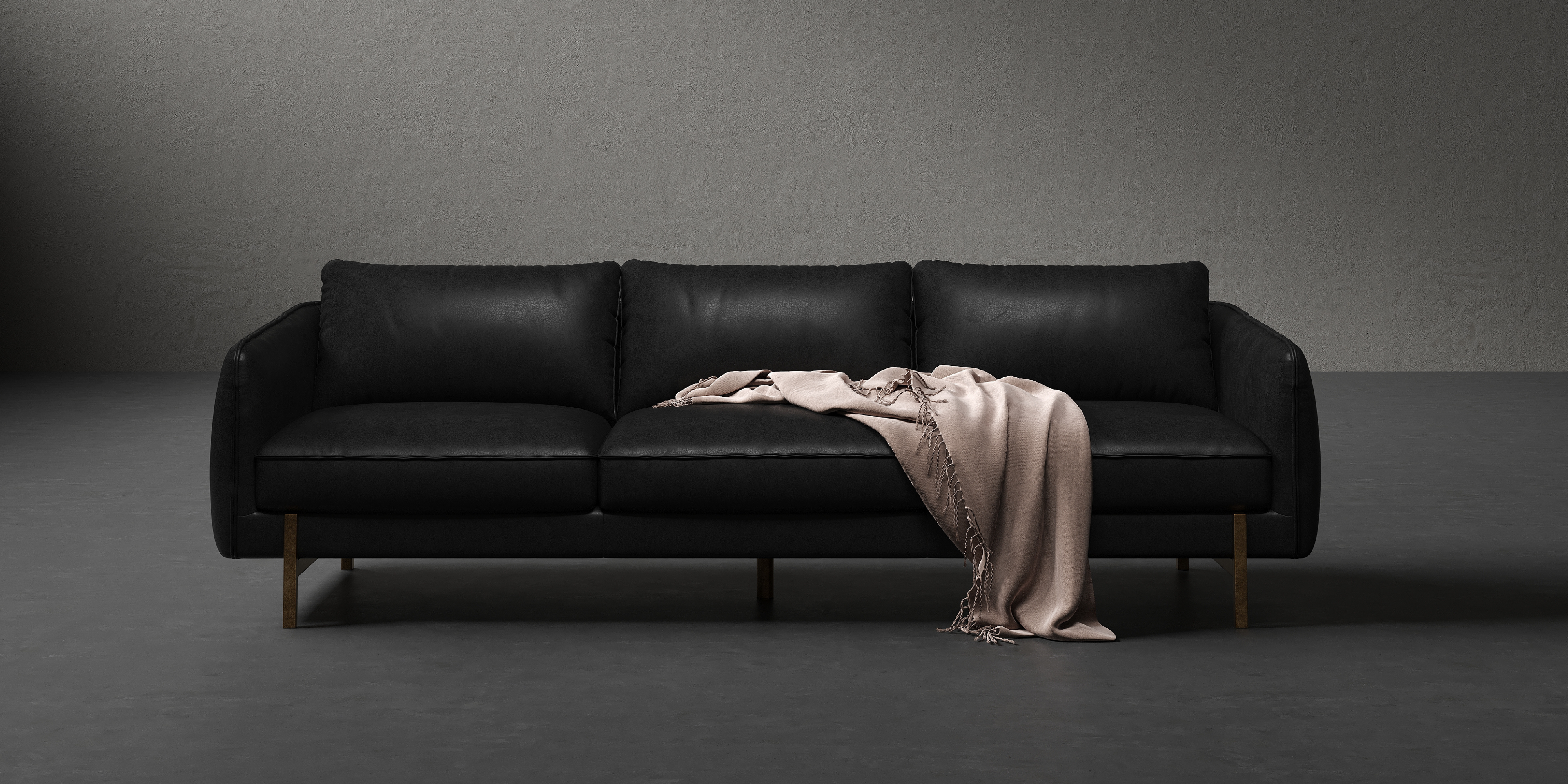 Helmsdal Semi-Aniline Leather Three Seat Sofa