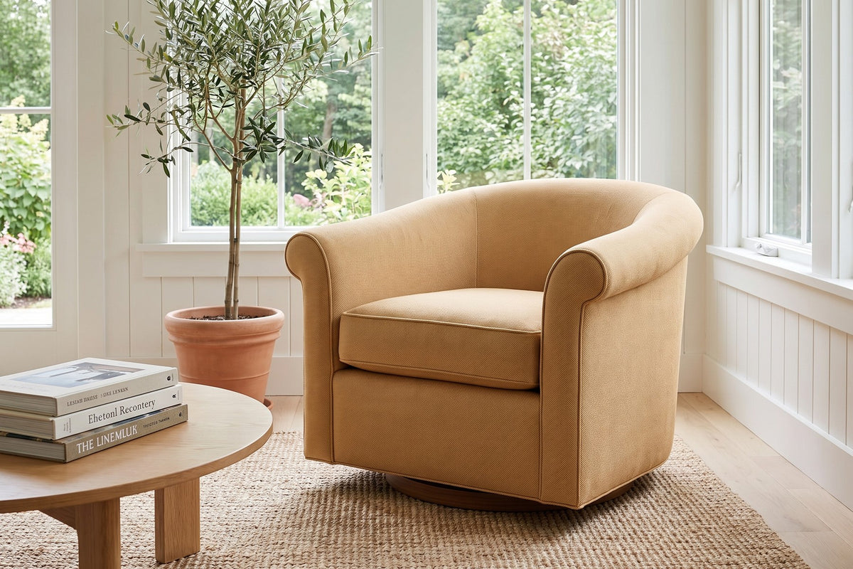 Hossegor Camel Swivel Club Chair in a room