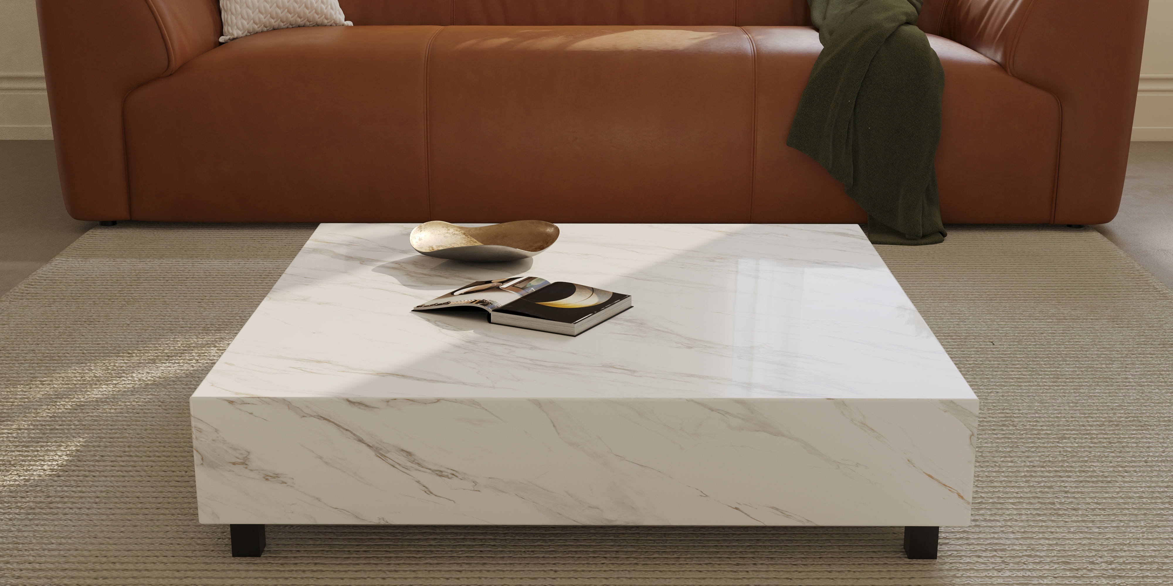 Kaplan Simplicity Carrara Marble Coffee Table