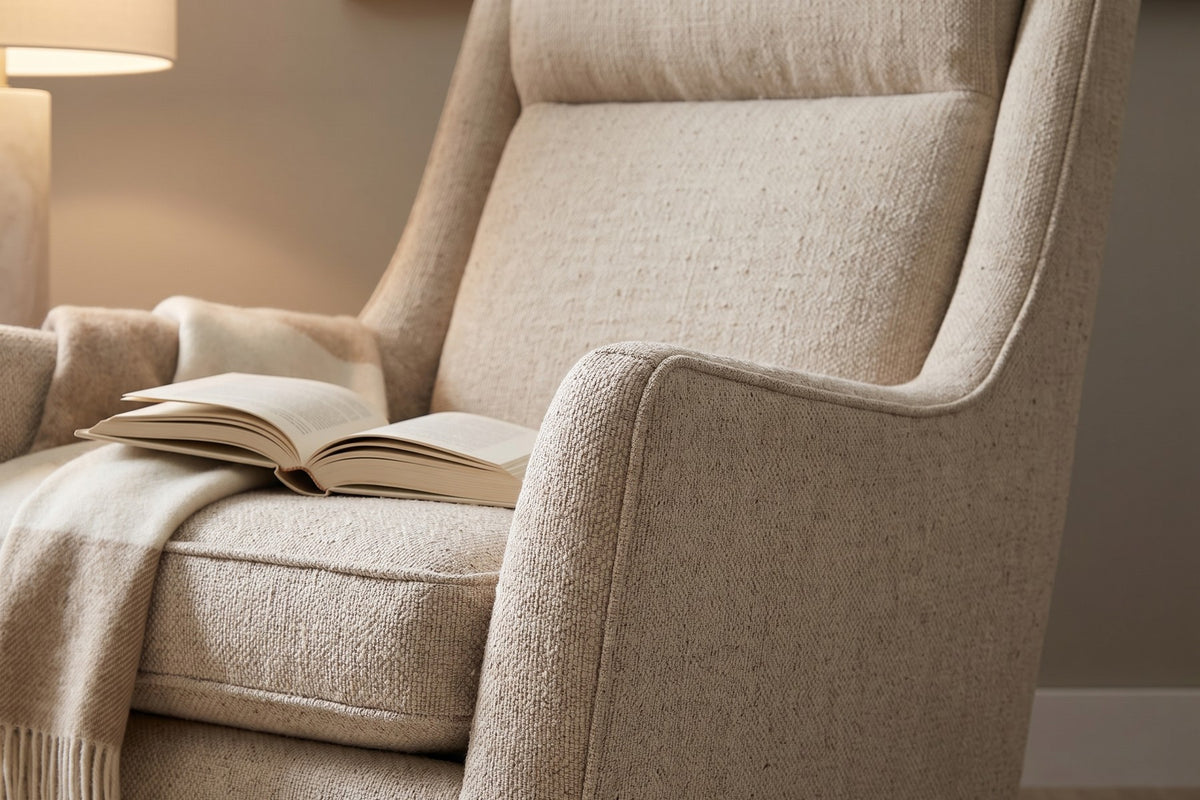Megève Oatmeal Swivel Rocker Chair detail