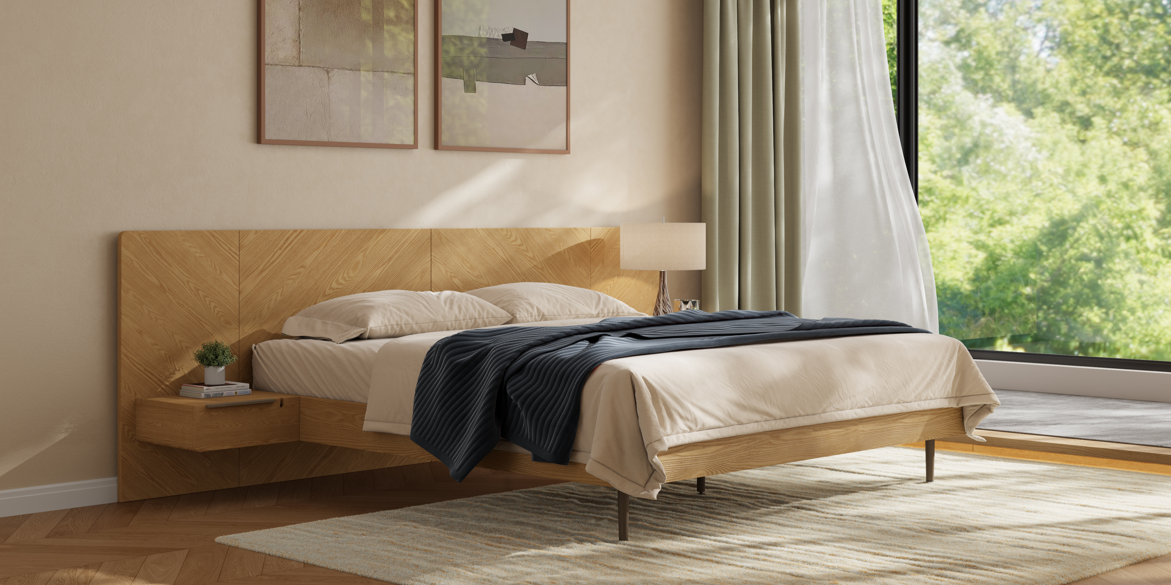 Olivier Solid Wood Bed Frame with Drawers - King & Queen Size Bedframe