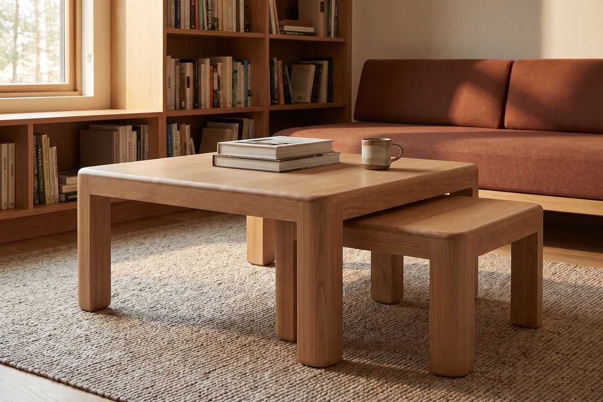 Roussillon Oak Nesting Coffee Tables in a room