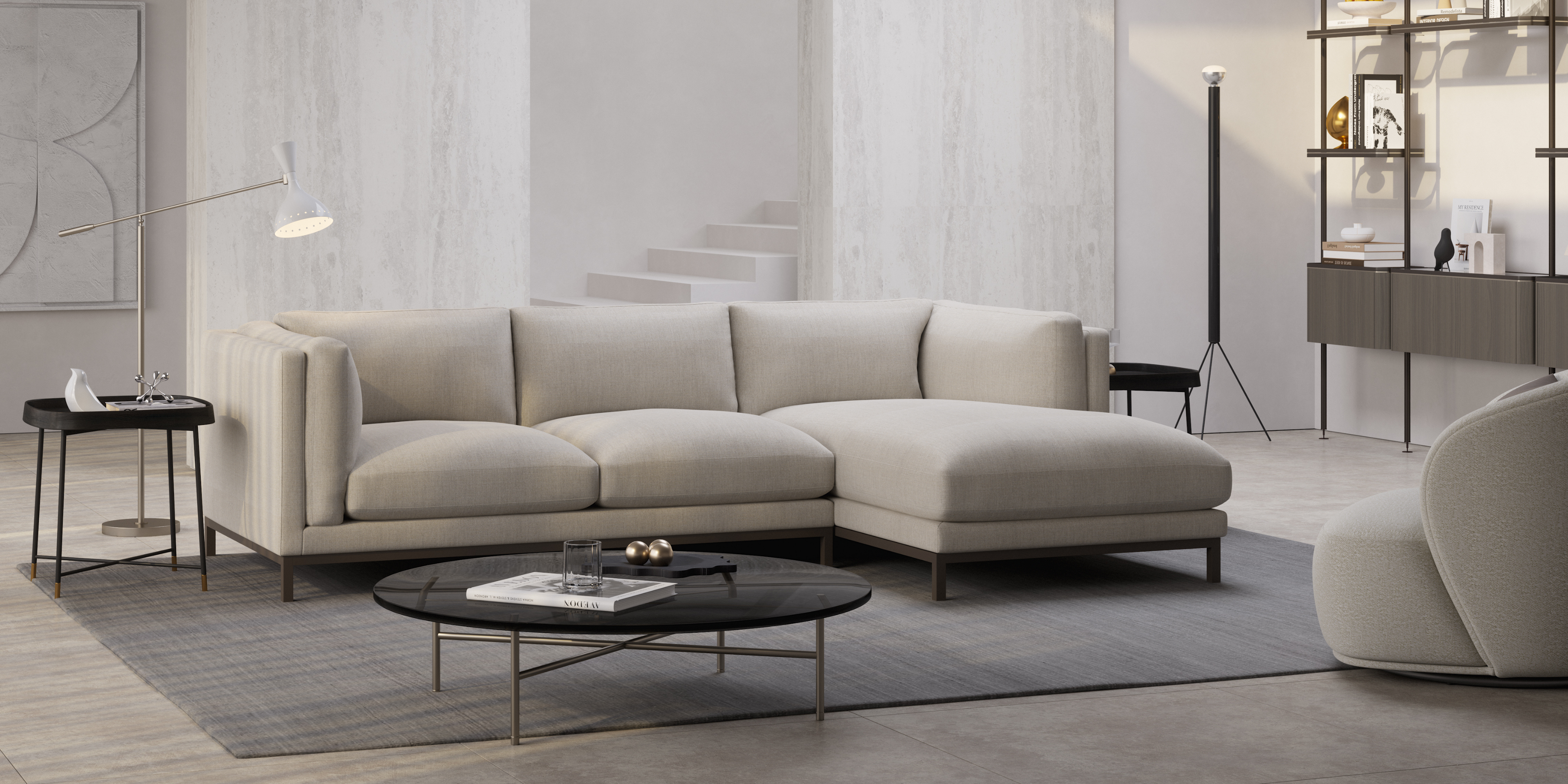 Savoy Fabric 3-Piece Sectional Sofa