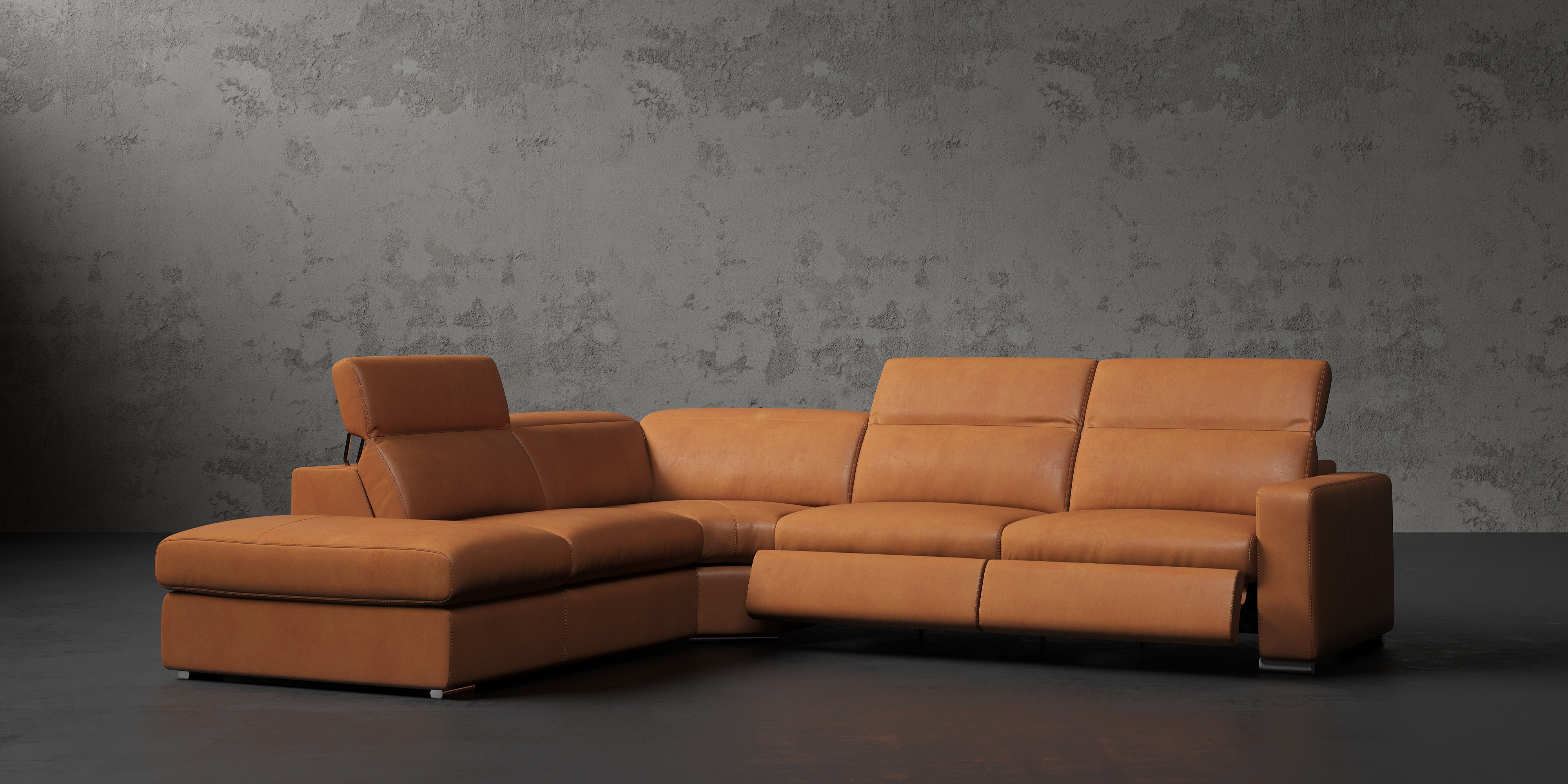 Skytte Leather Reclining Sectional Sofa