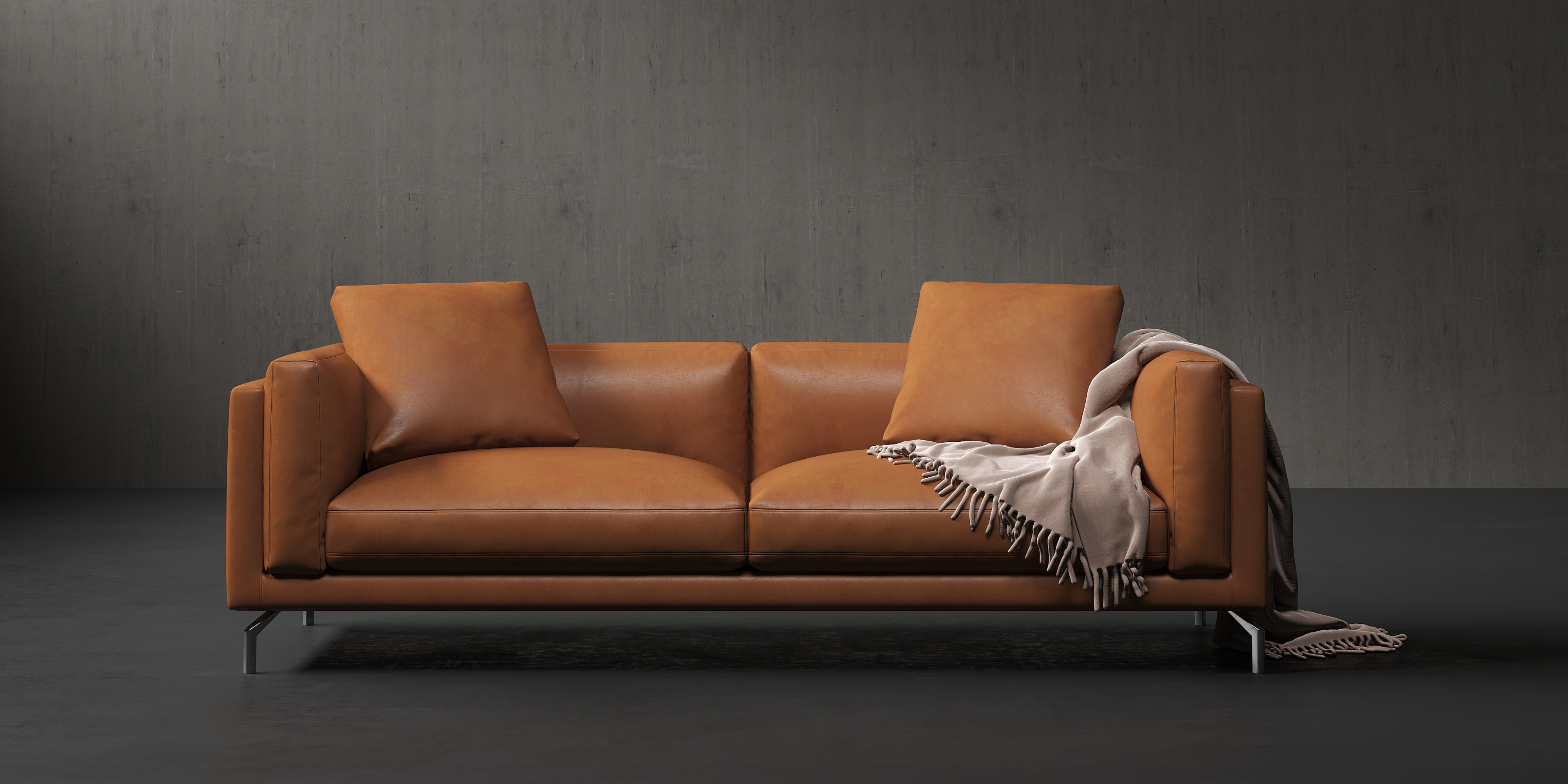 Siegfrid 92” Leather Sofa with Down Feather Filling
