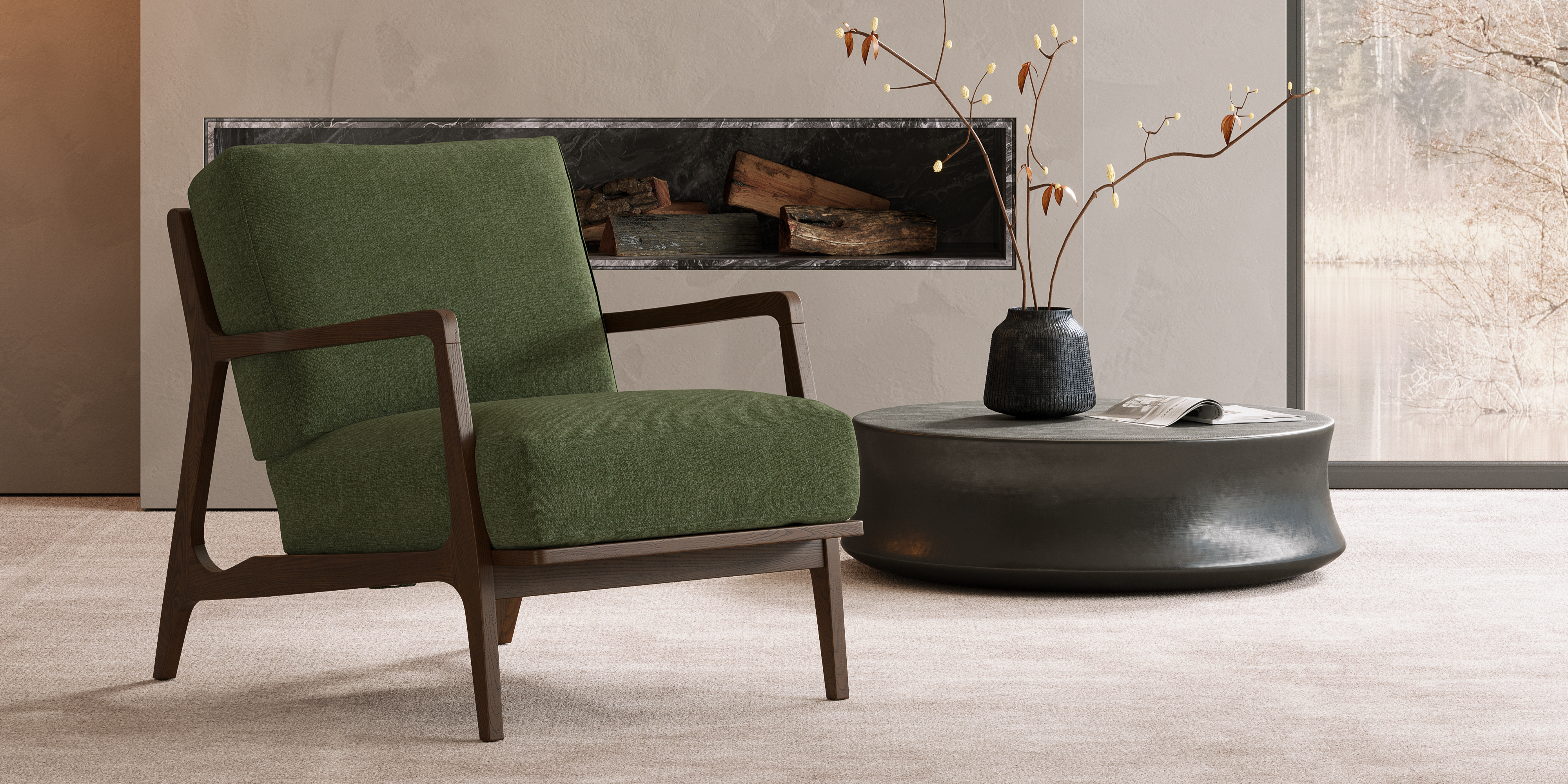 Isode 25” Fabric Mid-Century Modern Chair