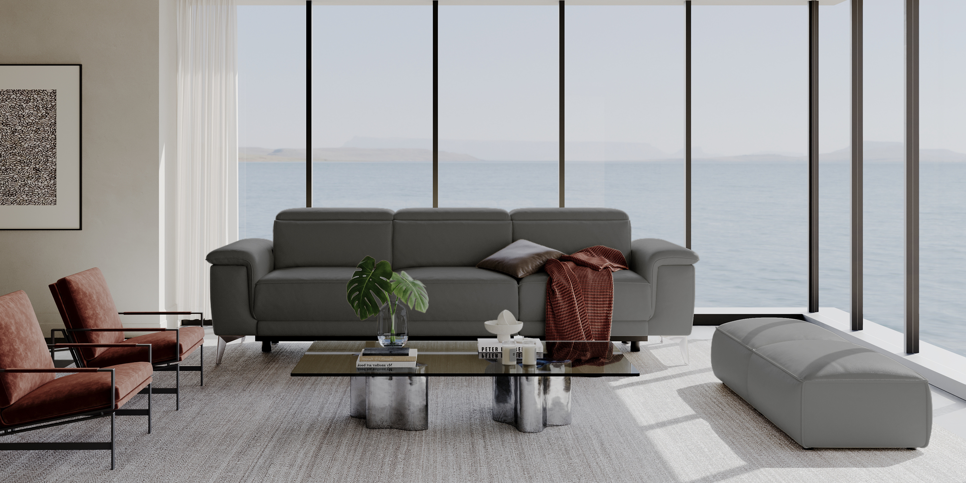 Millet Leather Reclining Sofa