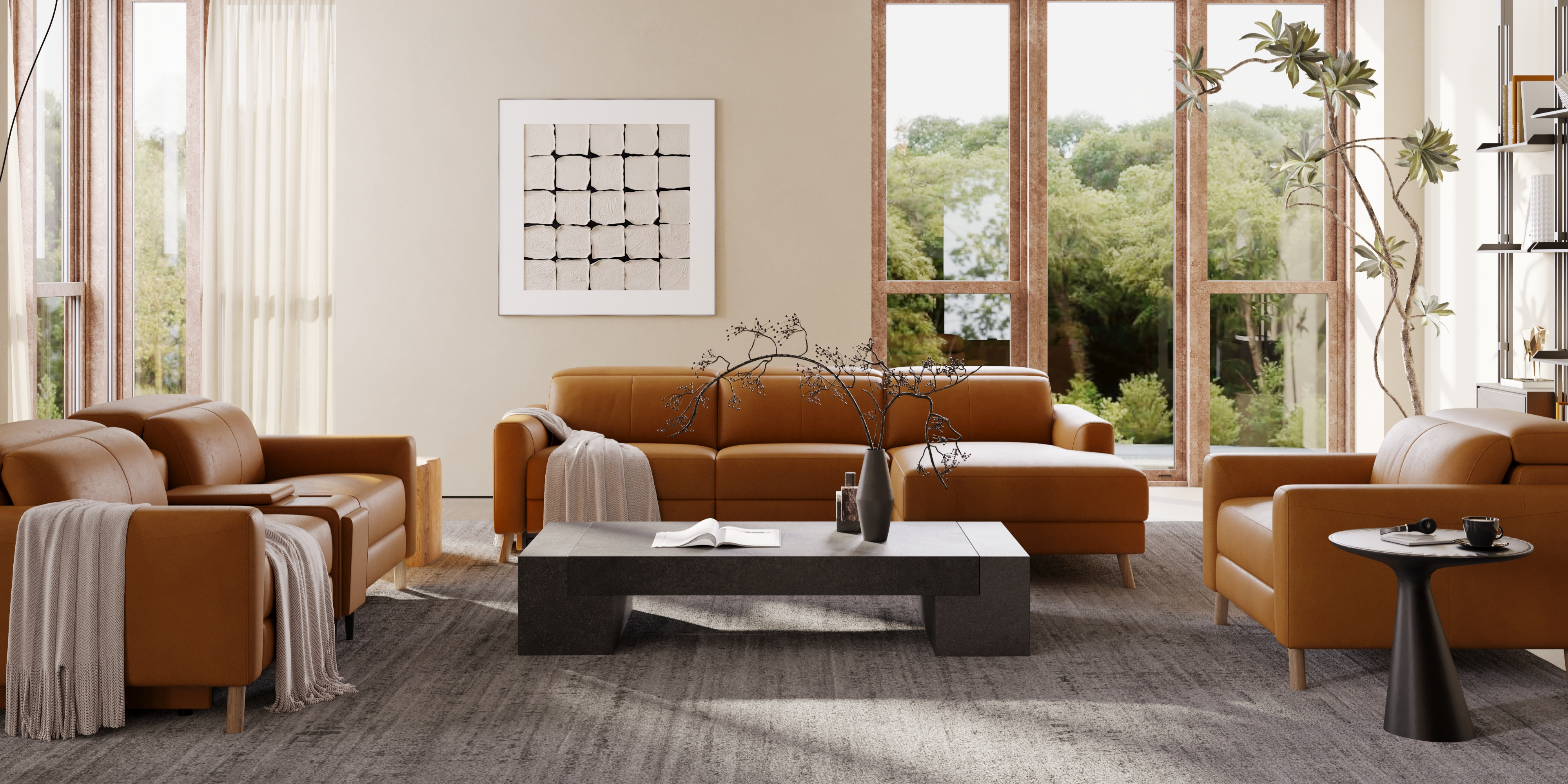 Ozanne Leather Power Reclining Sectional Sofa