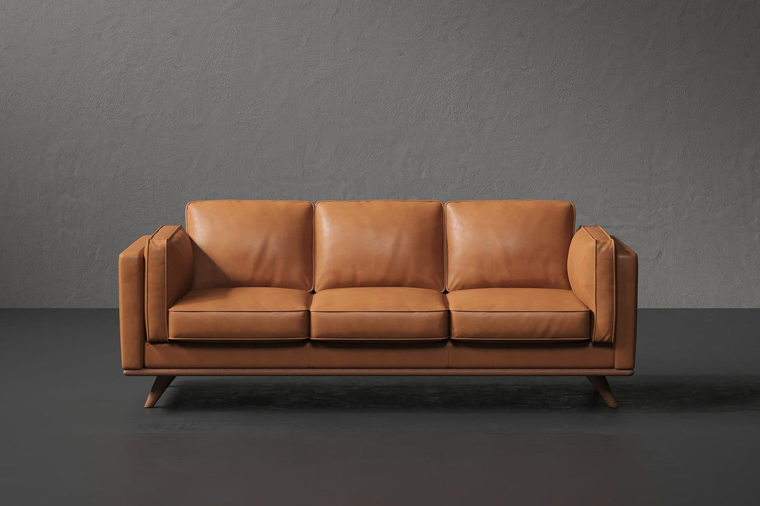 Maestro 3 Seater Leather Sofa in a modern living room