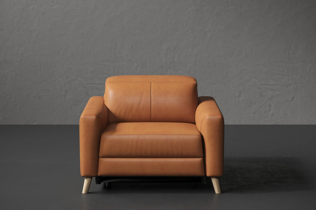 Ozanne Leather Power Recliner Chair in a living room