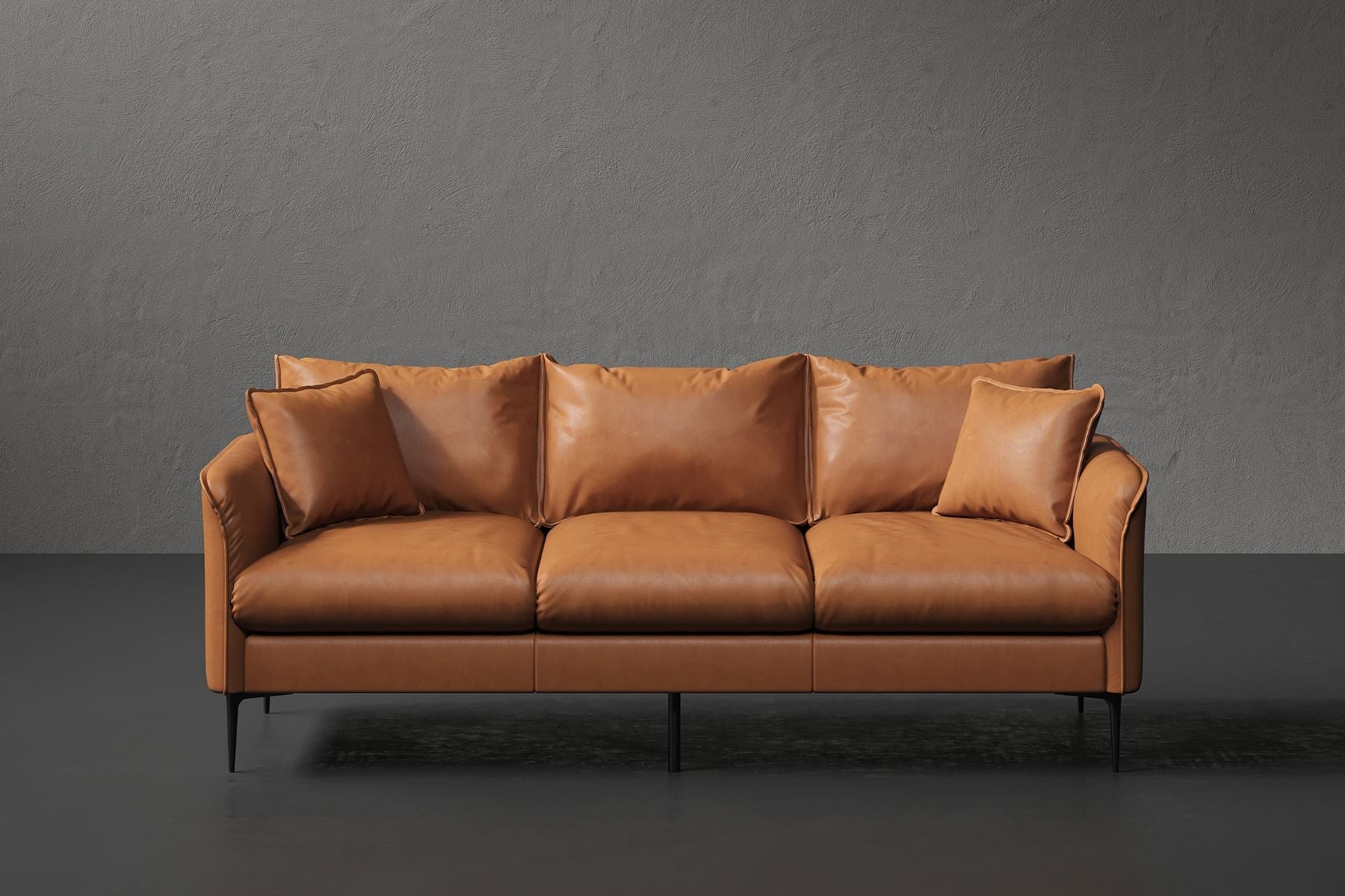 Stockholm 3 Seater Leather Sofa in a living room