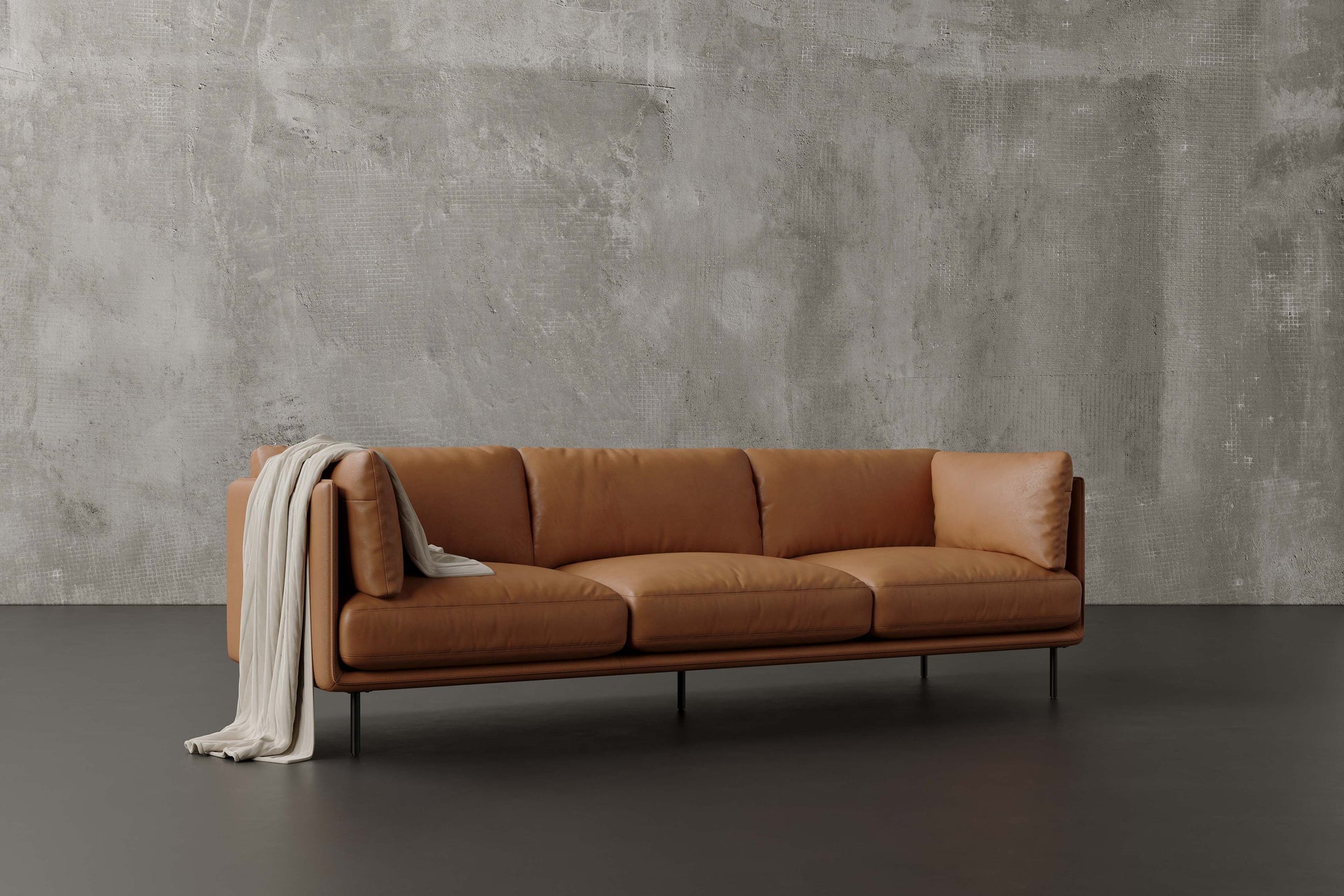 Tristan Nordic 87" Leather Wide Sofa