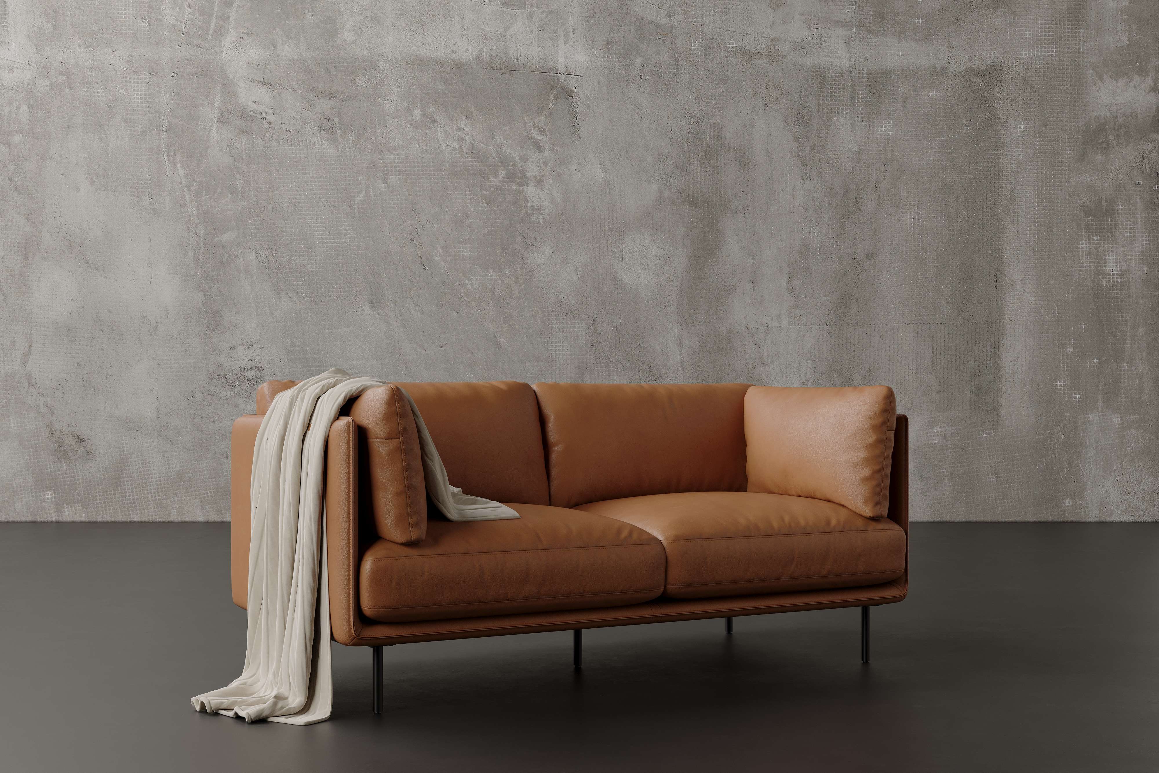 Tristan Nordic 87" Leather Wide Sofa