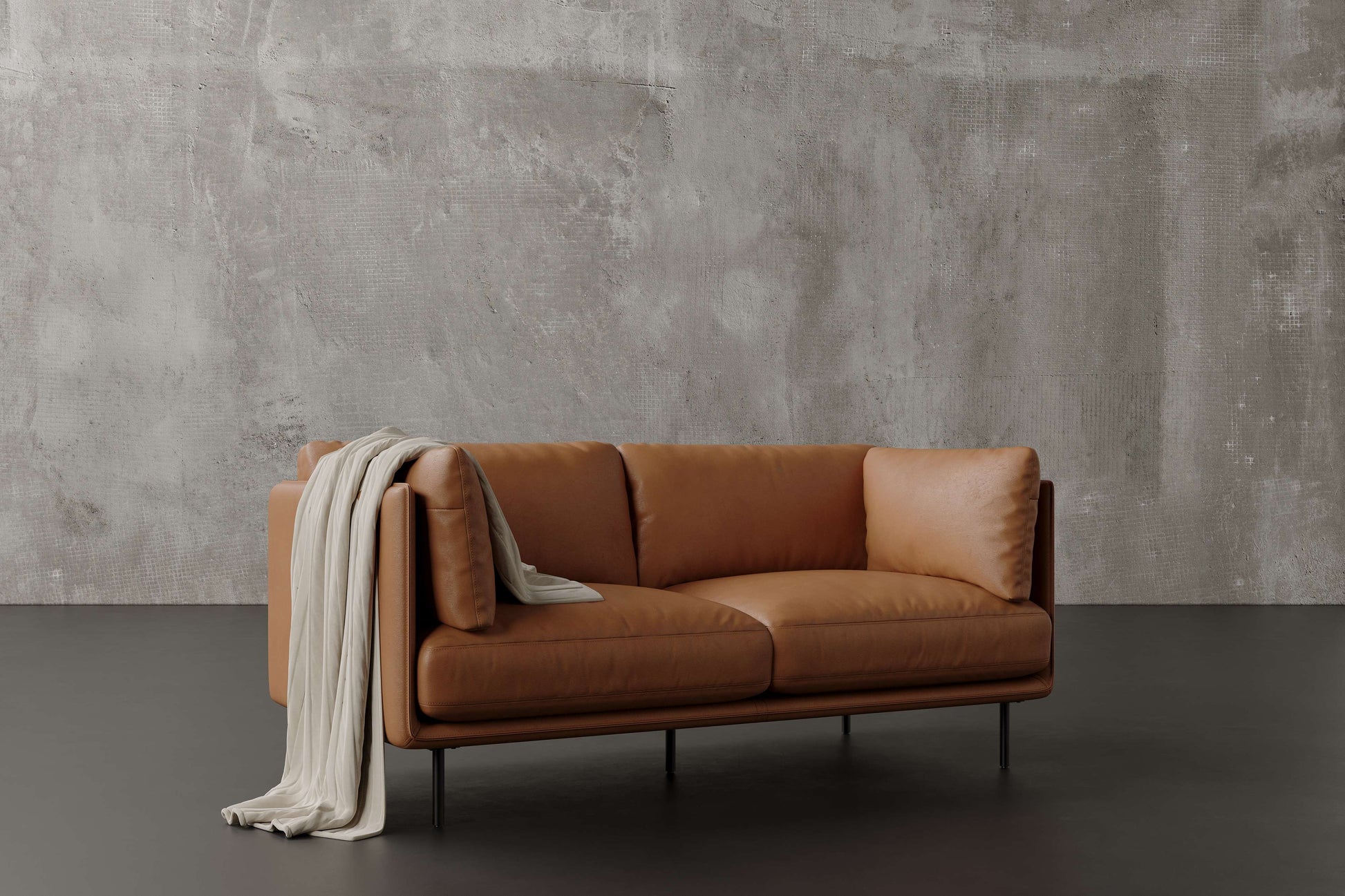 Tristan Nordic 87" Leather Wide Sofa