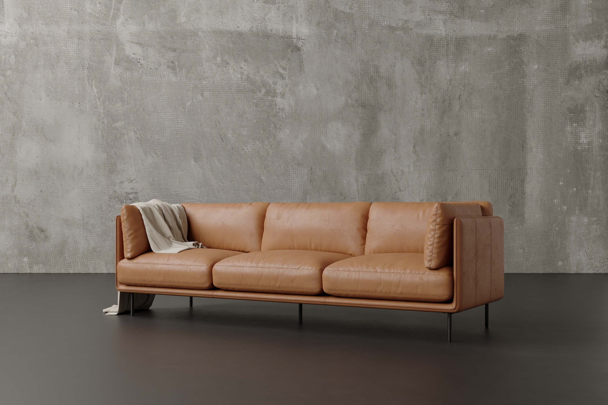 Tristan Nordic 87" Leather Wide Sofa