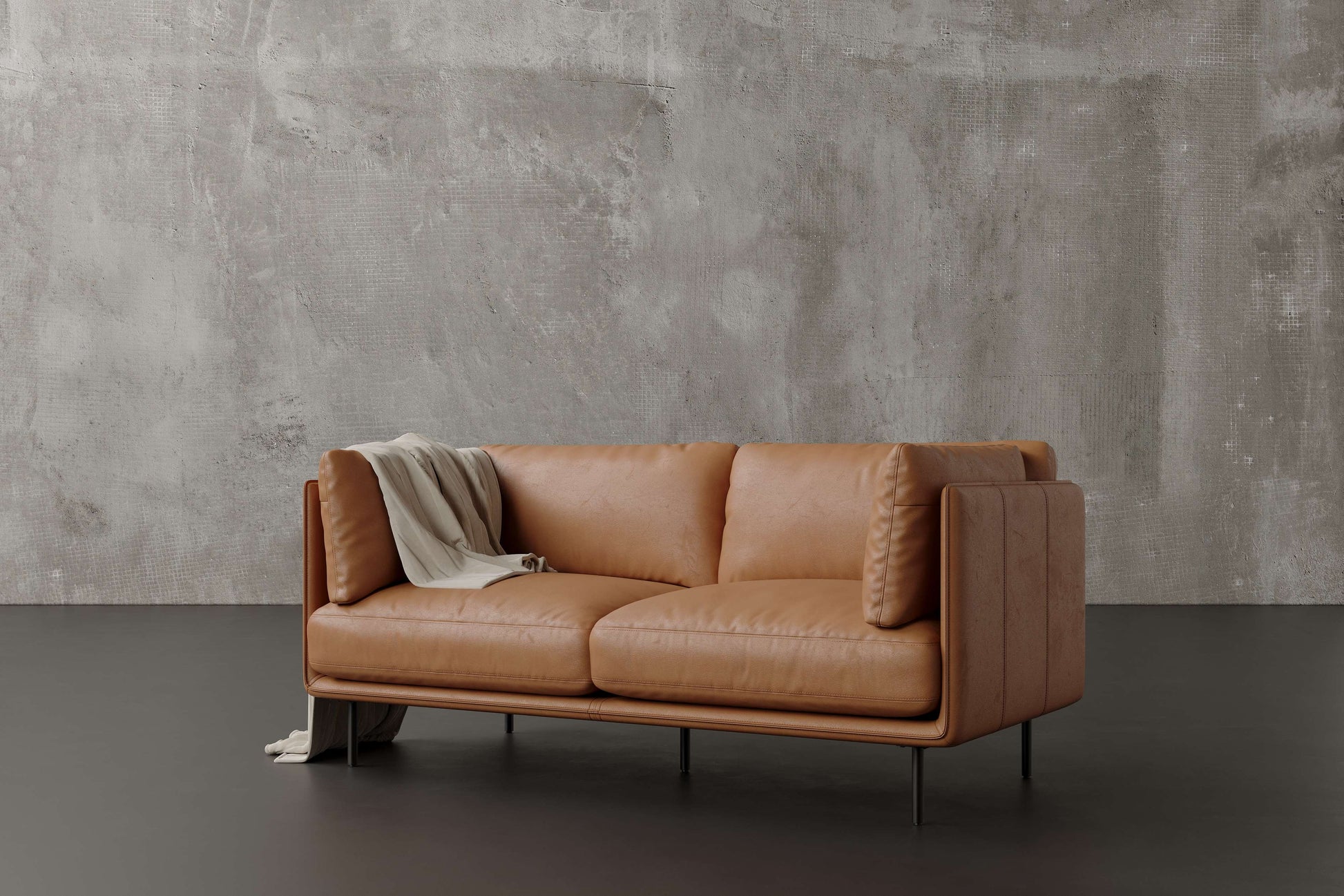 Tristan Nordic 87" Leather Wide Sofa