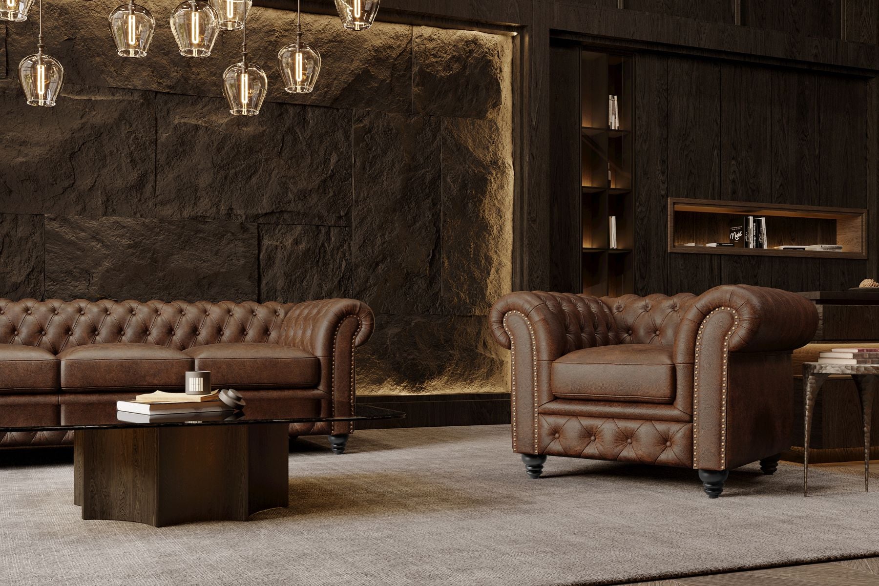 Figaro Nordic Hygge™ Leather Chesterfield Accent Chair with ComfortSoft™ Technology