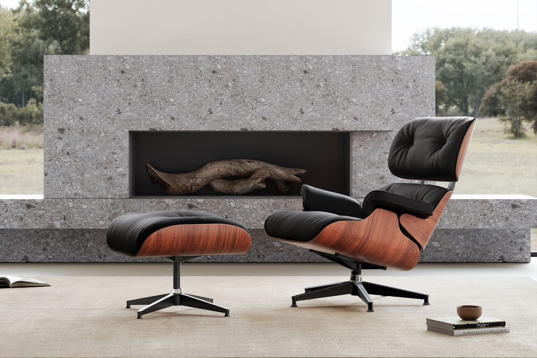 Aria Eames Replica Leather Lounge Chair & Ottoman