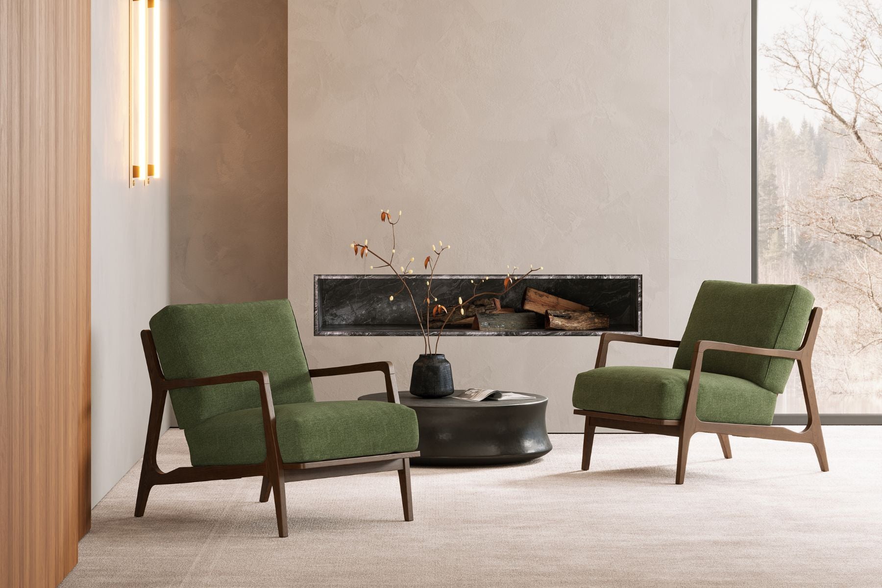 Isode Solid Oak Wood Fabric Accent Chair with ComfortSoft™ Technology