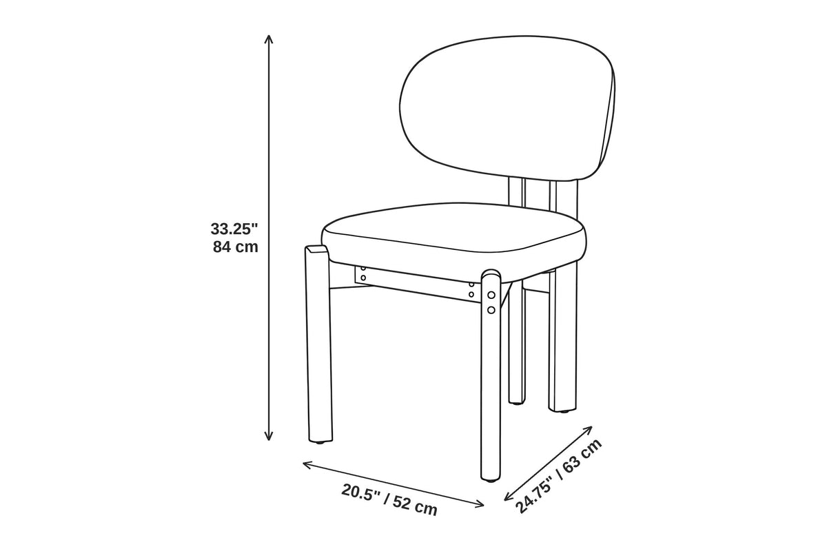 Adèle beige oval-back dining chair with walnut-finish frame, set of 2 dimensions: 20.5 inches wide, 24.75 inches deep and 33.25 inches high