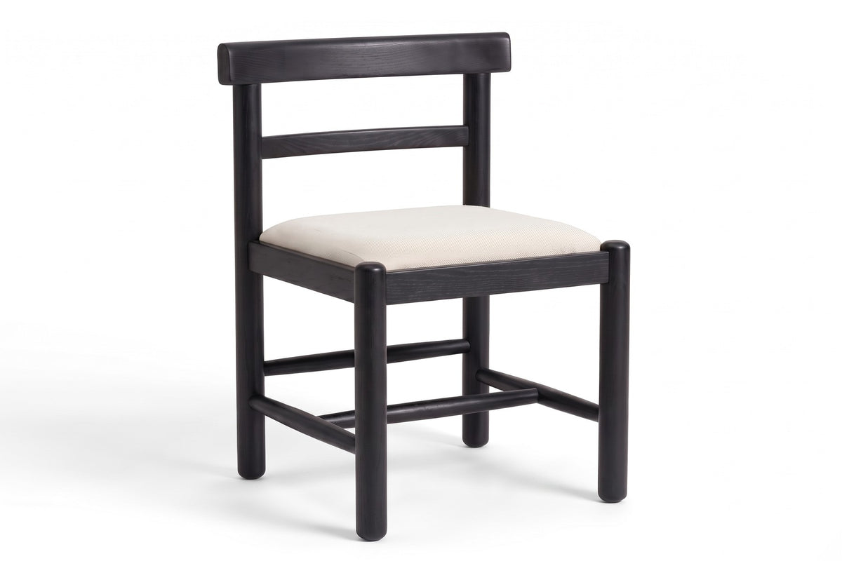 Albi Dining Chair in Black Oak, three-quarter view on white
