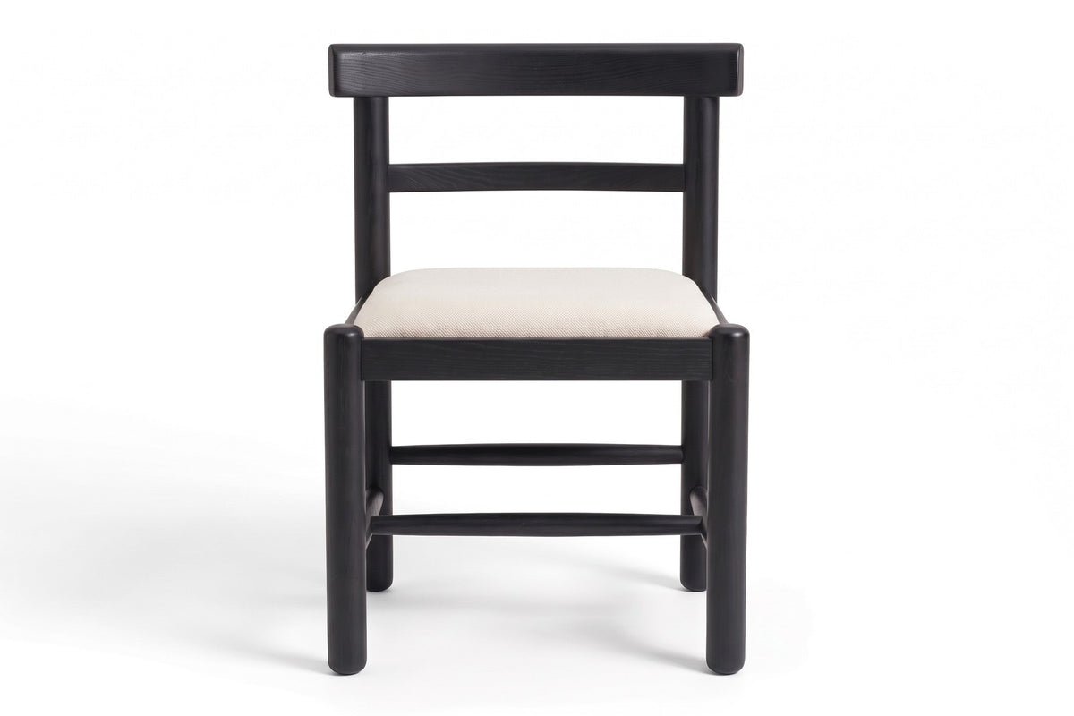 Albi Dining Chair in Black Oak, front view on white