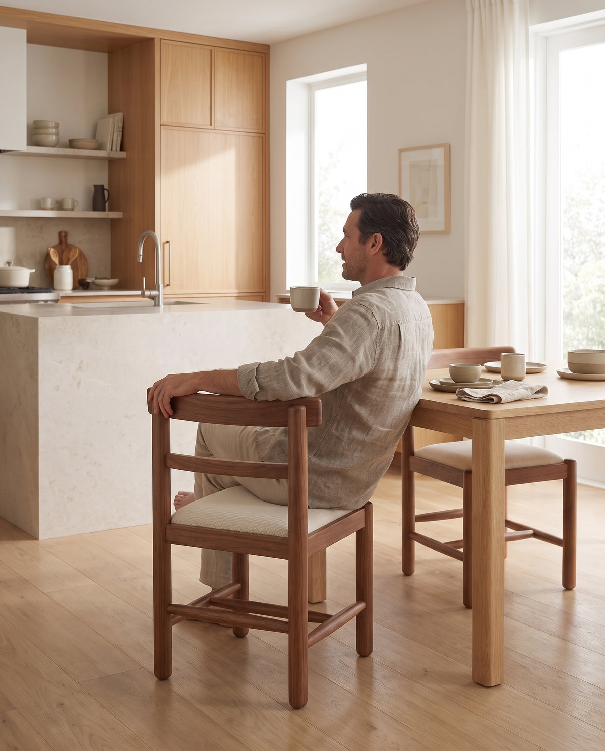 Albi Walnut Dining Chair in everyday use at home