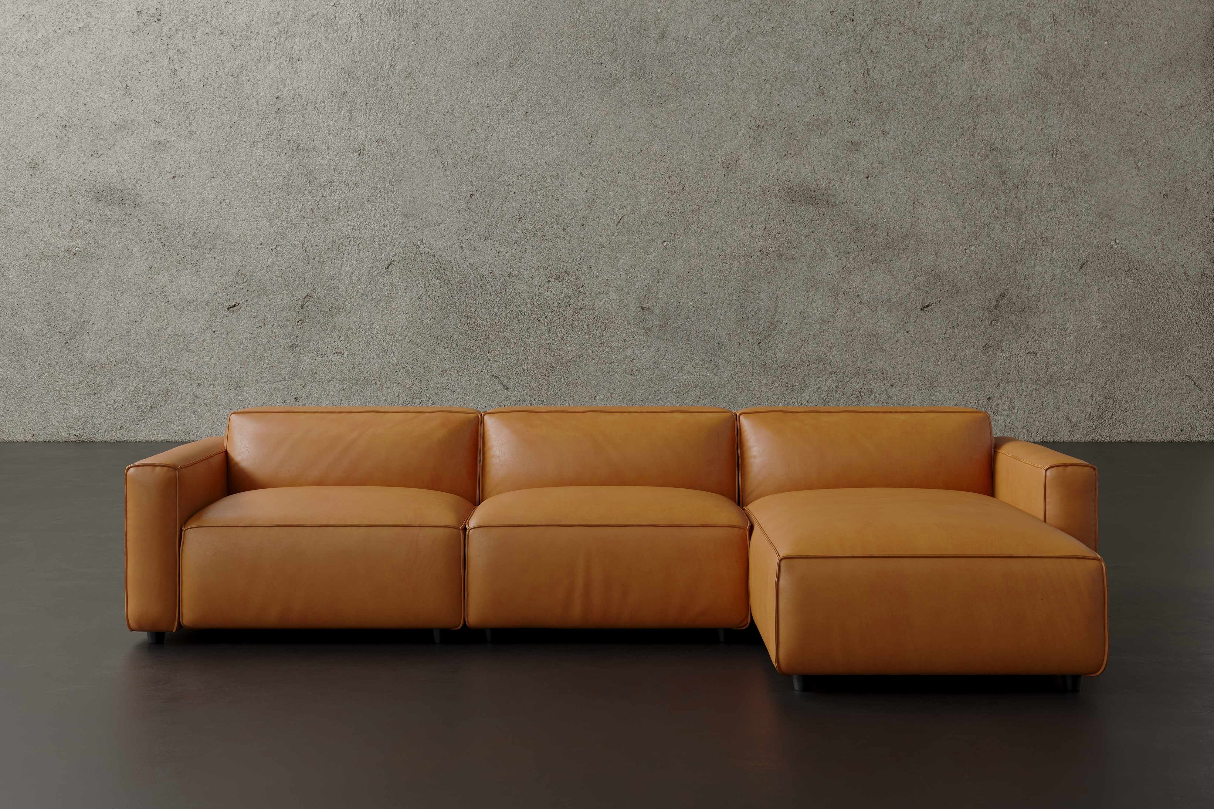 Allodi Full-aniline Leather Modular Sectional Sofa with Feather-Filled