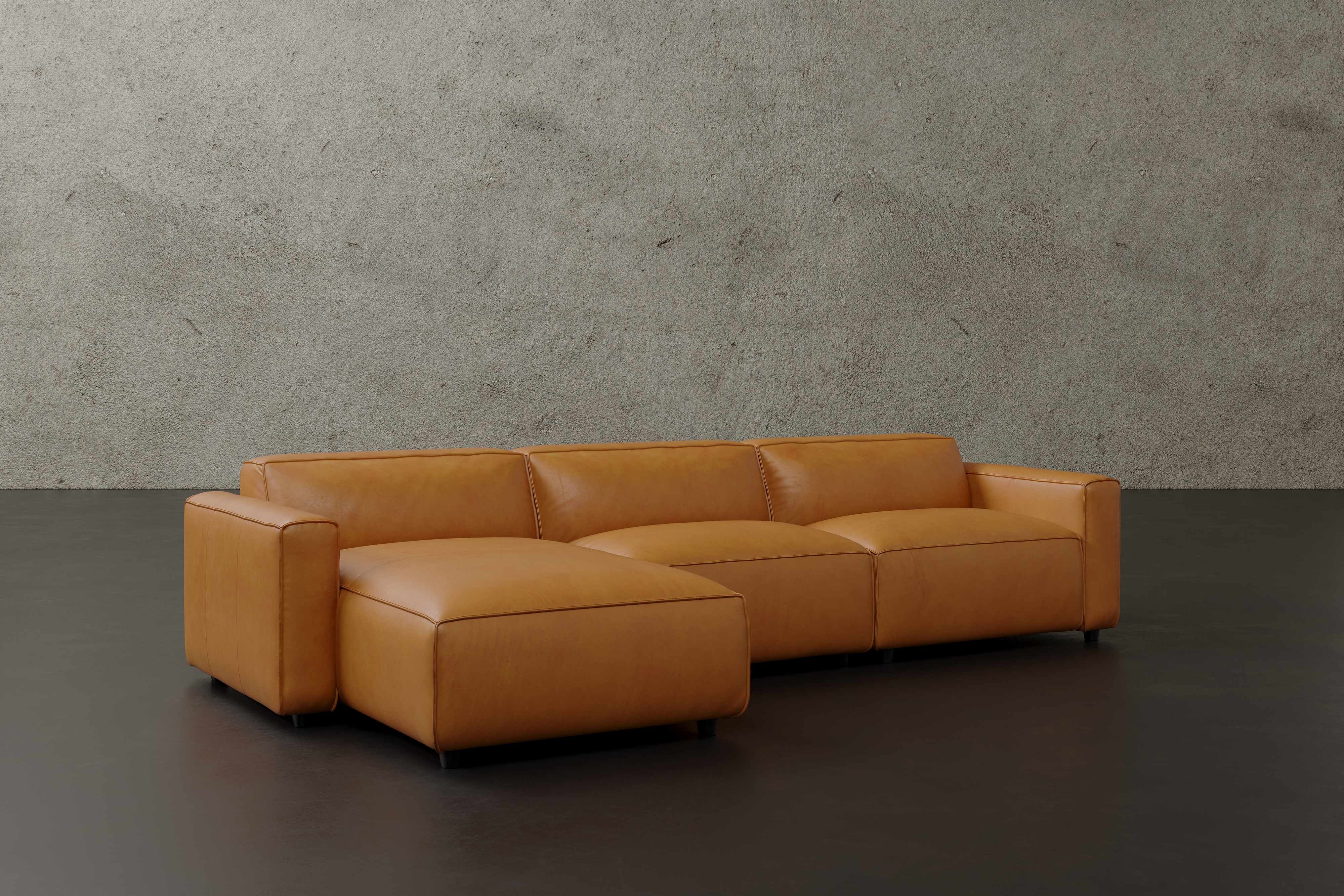Allodi Full-aniline Leather Modular Sectional Sofa with Feather-Filled
