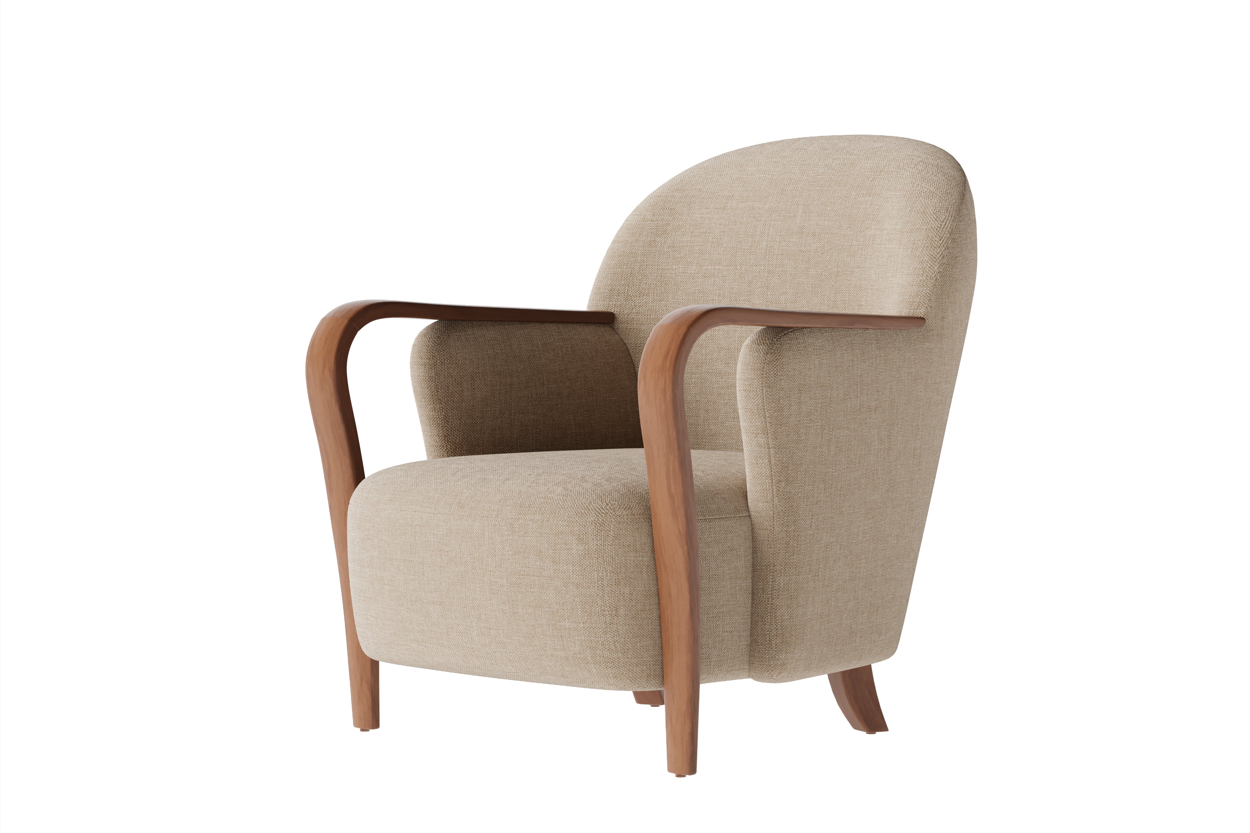Amara Solid Walnut Wood Performance Fabric Accent Chair with ComfortSoft™ Technology