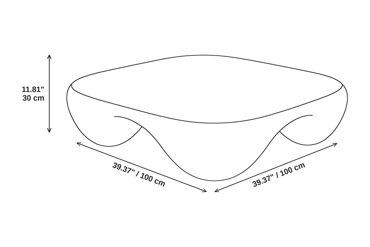 Amélie square sculpted coffee table in matte cream white dimensions: 39.37 inches (100 cm) wide, 39.37 inches (100 cm) deep and 11.81 inches (30 cm) high