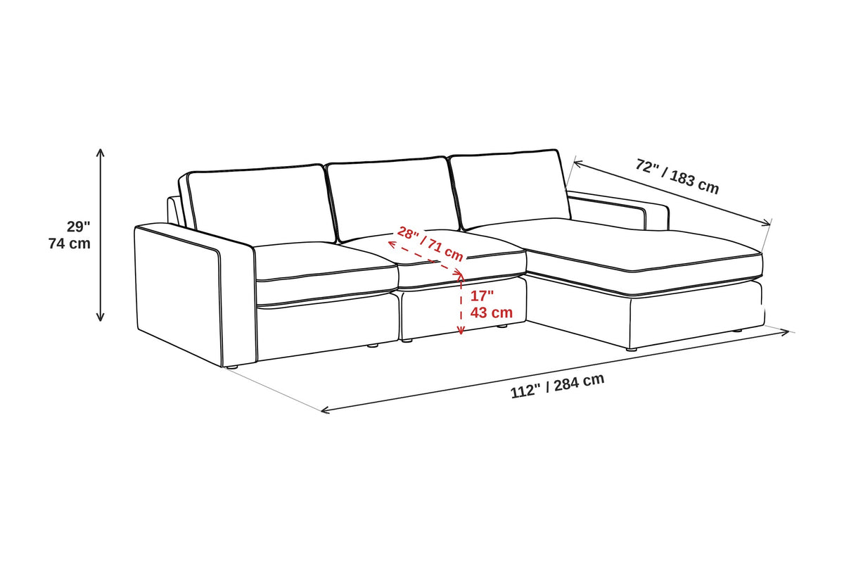 Annecy 112" Modular L-Shaped Sectional – Performance Chenille, Deep Seat
