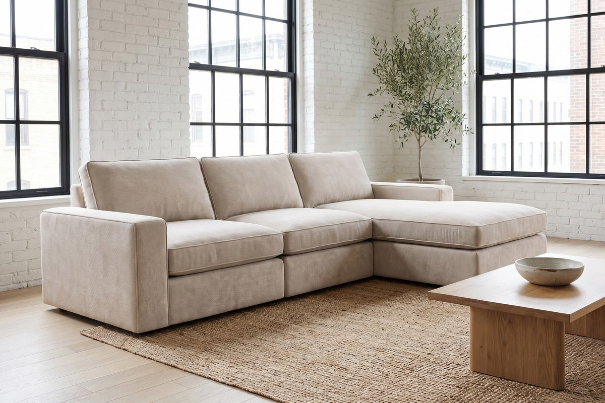Annecy 112" Modular L-Shaped Sectional – Performance Chenille, Deep Seat