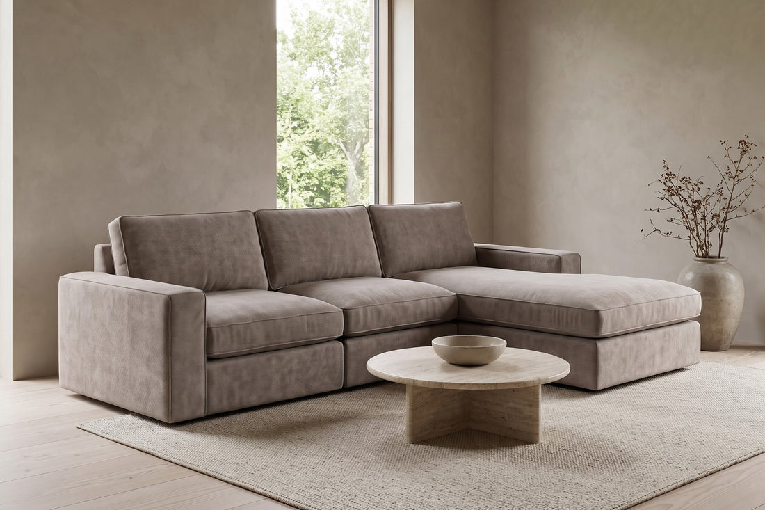 Annecy Modular Sectional in Mushroom, in a living space