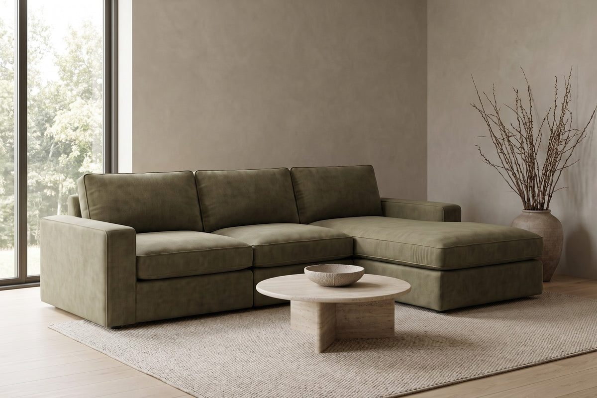 Annecy Modular Sectional in Olive, in a living space